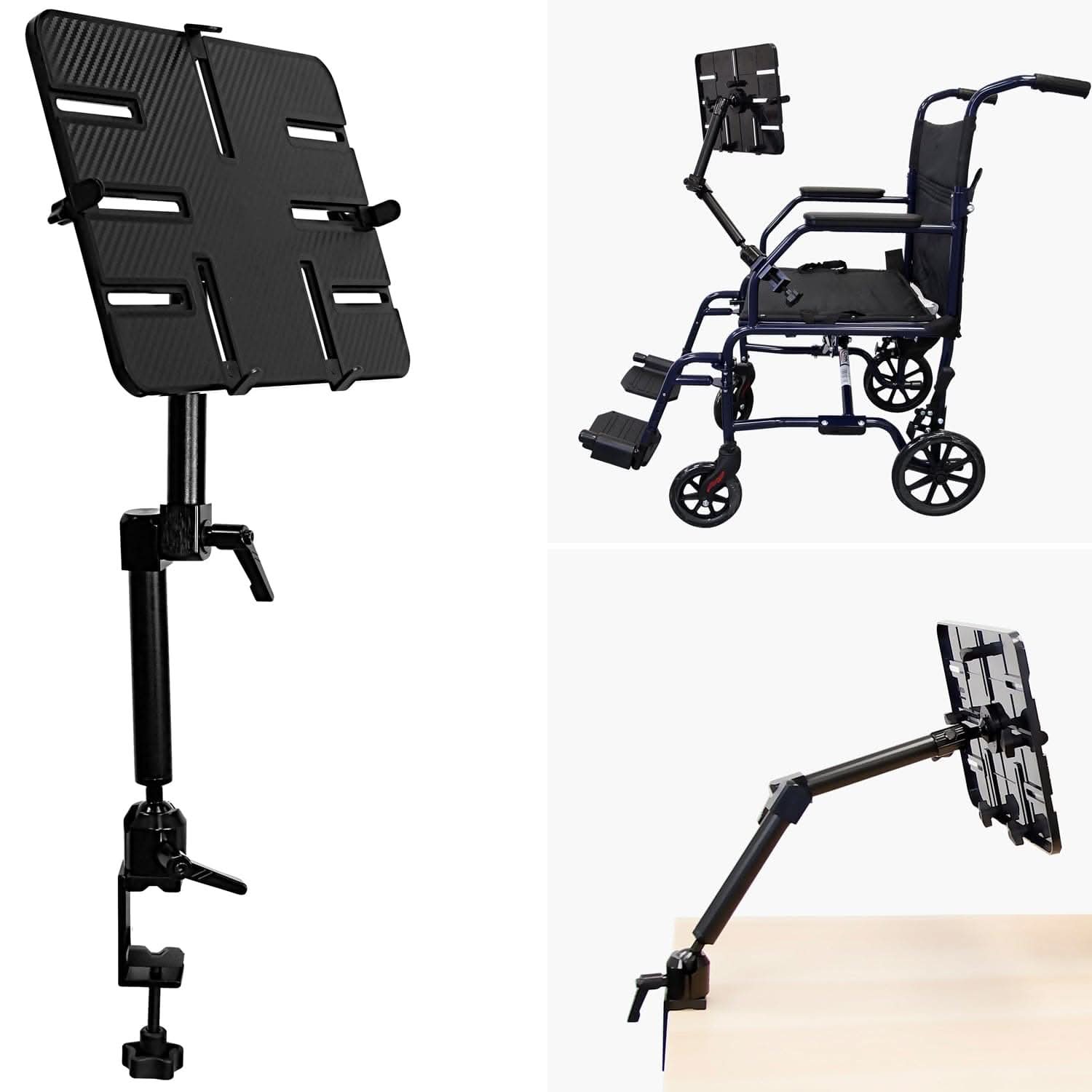 Angle. Mount-It! - Universal Tablet Pole & Desk Mount for Tablets Up to 13.3" – Adjustable Height & Rotation - Black.
