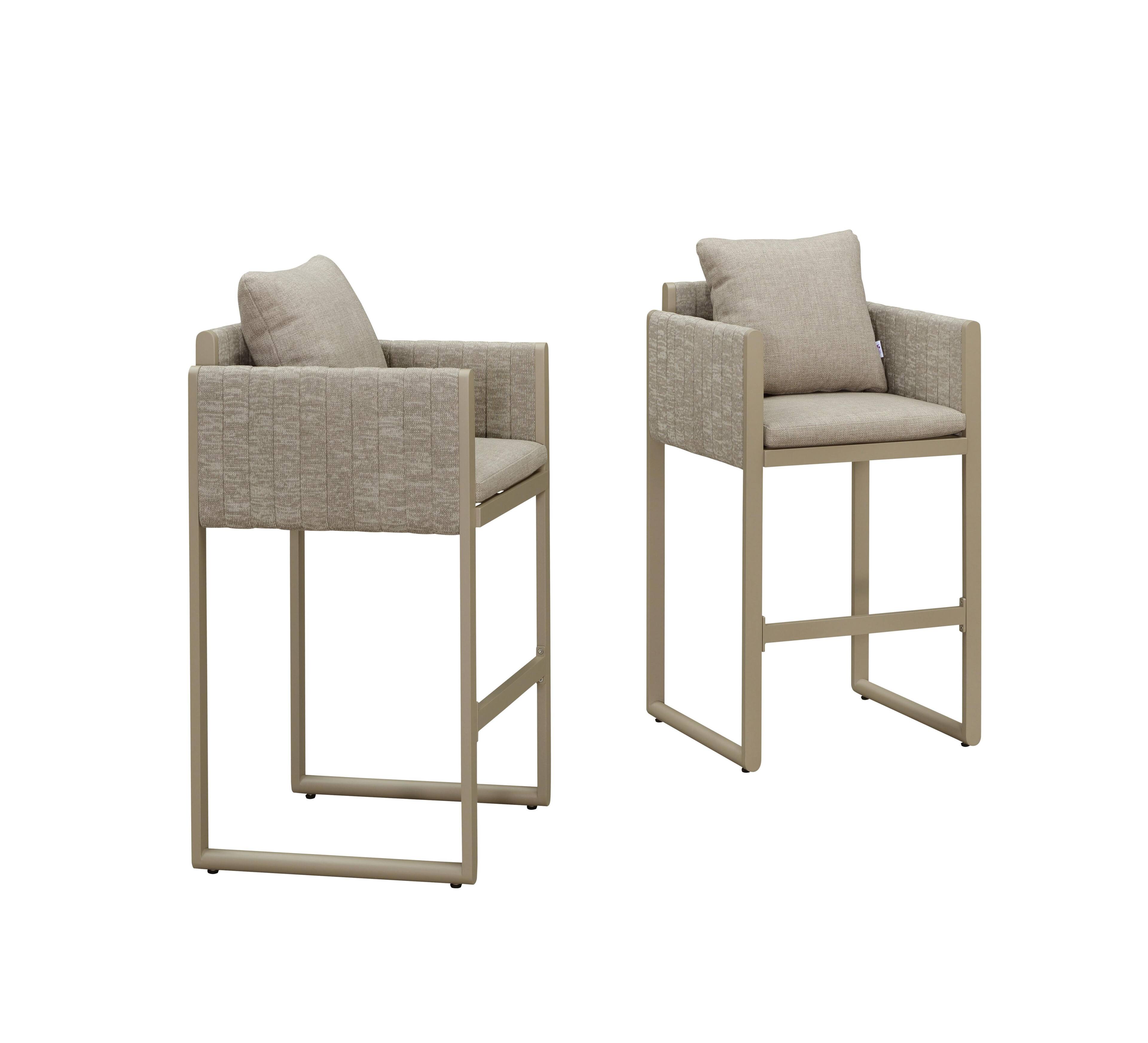 Alt View 9. PURPLE LEAF - Outdoor Bar Height Stool Set of 2 Aluminum Modern Olefin Barstools with Backrest Pillow for Garden Balcony Lawn - Champagne & Oval Base-Bar Stool.