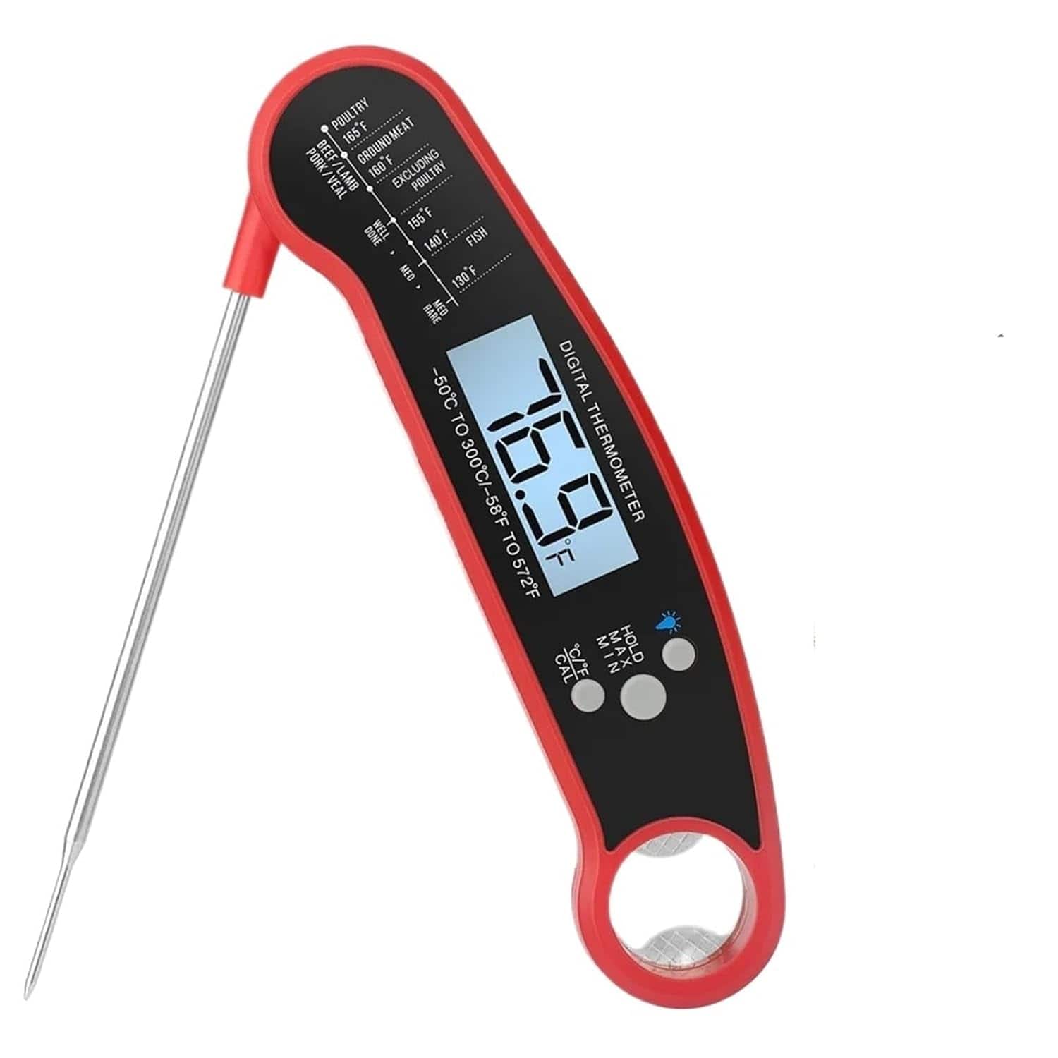 Giantpower - Digital Meat Thermometer Instant Read Food Thermometer for Cooking Grilling BBQ - Red
