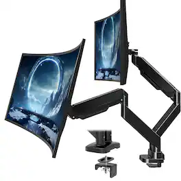 Sweet - Dual Monitor Desk Mount, Fully Adjustable Gas Spring Monitor Stand for 17–30″ Screens - Black