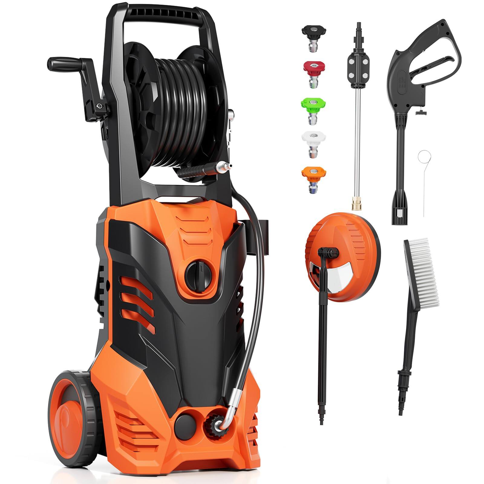 Front. Sugift - 3000 PSI 2.8 GPM Cold Water Corded Pressure Washer with 4 Quick-Connect Nozzles - Orange.