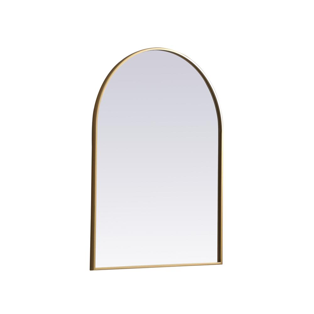Left. Elegant Decor - Metal Frame Arch Mirror 27x36 Inch in Brass - Brass.
