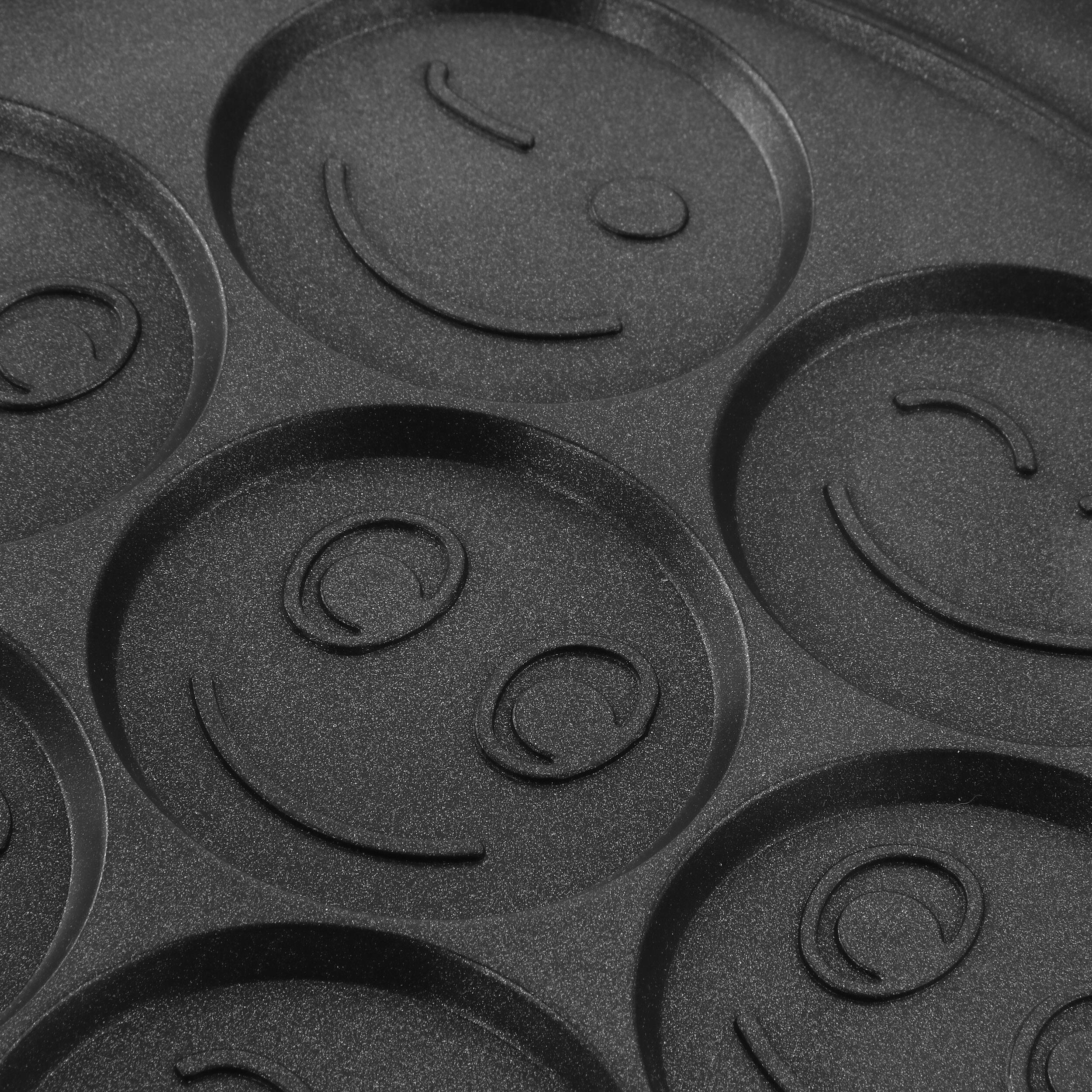 Alt View 3. MegaChef - MegaChef Happy Face Emoji 10.5 Inch  Aluminum Nonstick Pancake Maker Pan with Cool Touch Handle - Black.