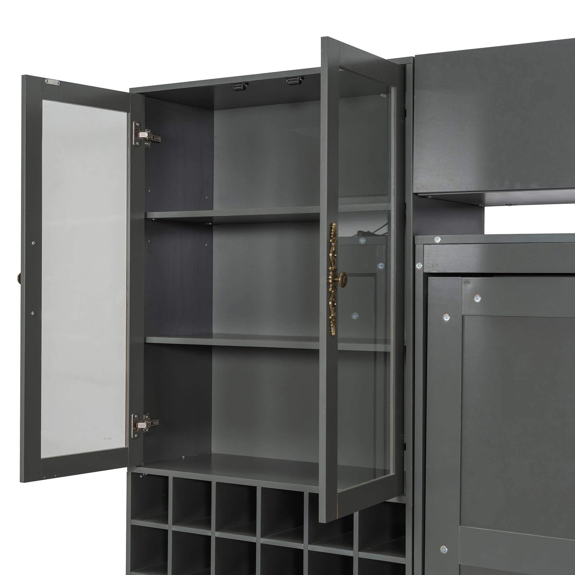 Alt View 4. Anysun - Queen Size Murphy Bed Wall Bed with Sofa , Shelves USB & Light - Gray.