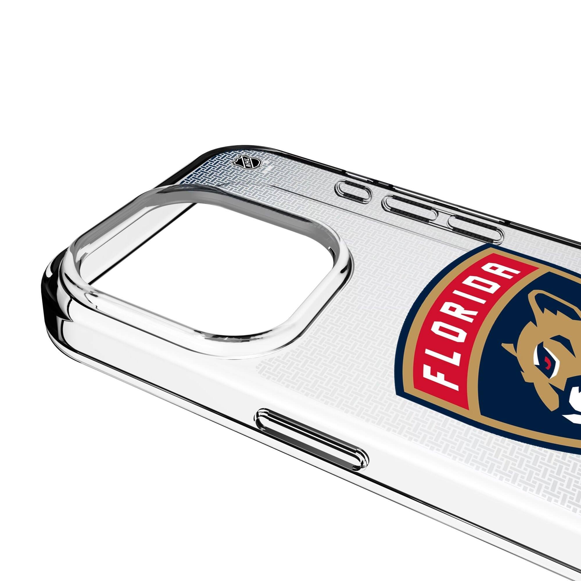 Alt View 2. Keyscaper - Florida Panthers Linen Logo iPhone Clear Case - 16e - Multicolor.
