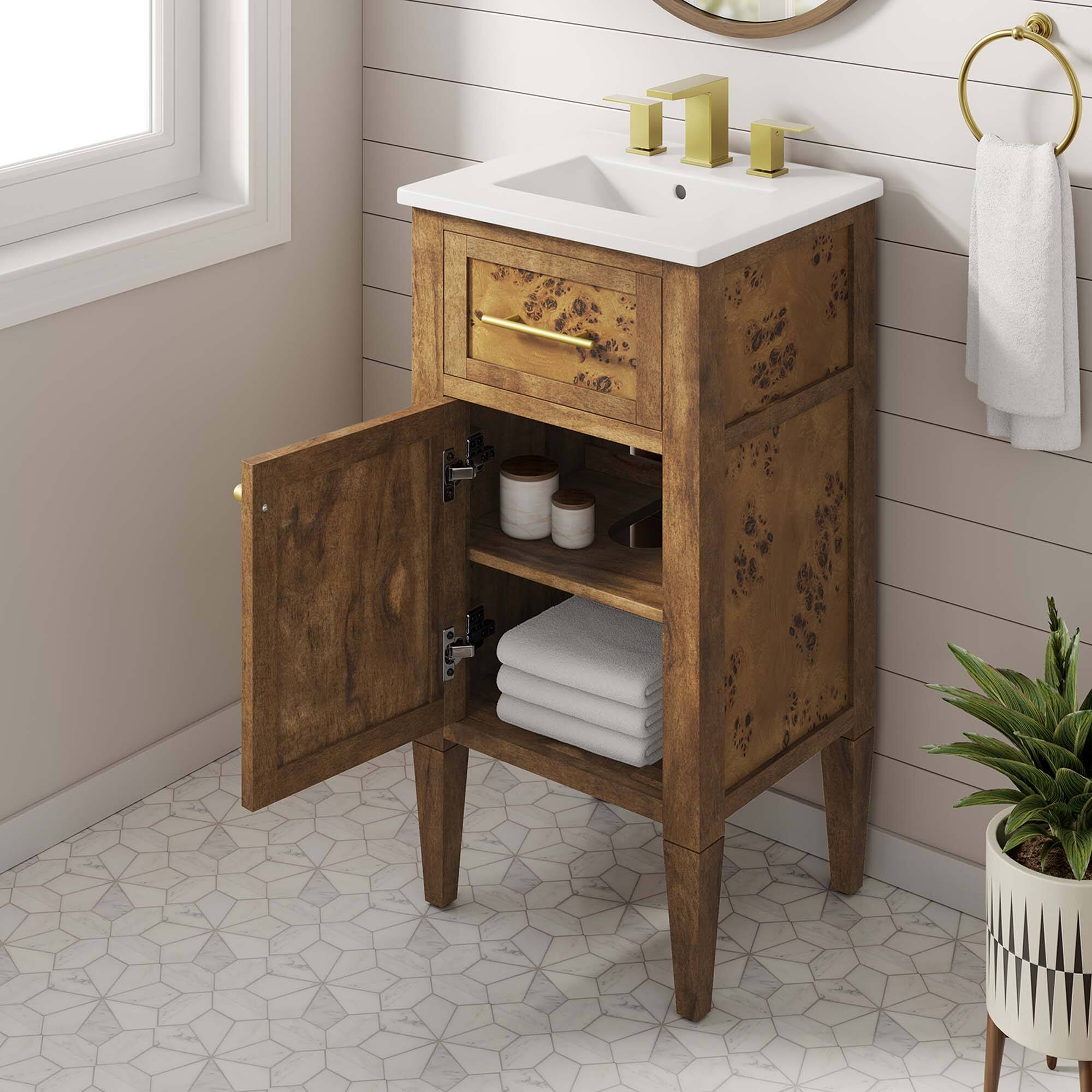 Alt View 1. Modway - Elysian Bathroom Vanity Basin Included by Modway - White Brown.