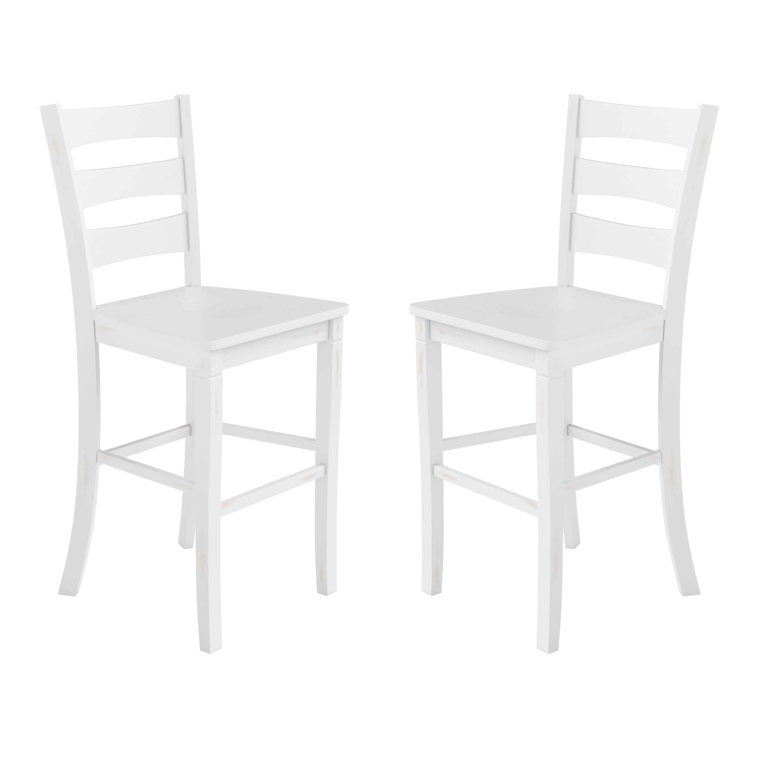 Alt View 1. Emma + Oliver - Lana Set of 2 Classic Wood Dining Stool with Ladderback Design - White Wash.
