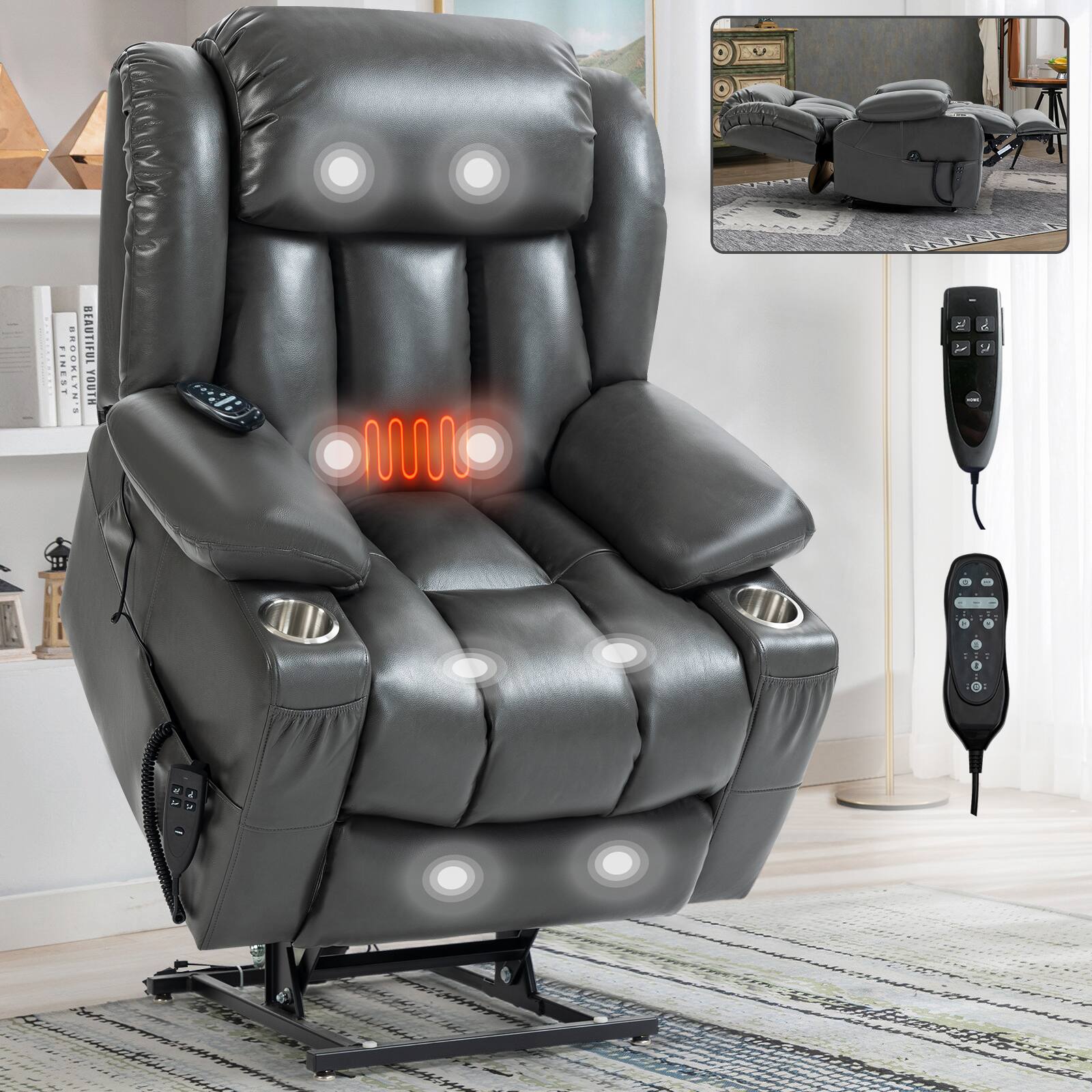 best vibrating massage chair Massage Recliner Chair Zero Brand Massage Chair Lifesmart R5J01-LGBK Zero  Gravity Vibration Heat Massage Gray main image 0