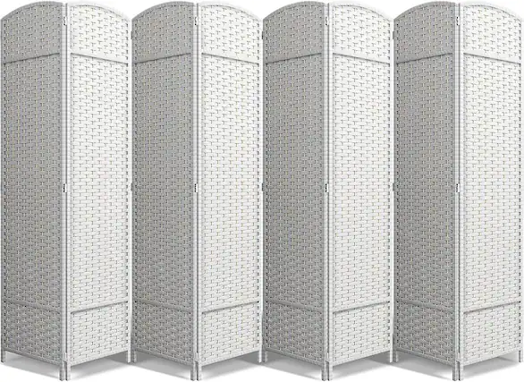 Front. Sorbus - Sorbus 8 Panel Room Divider 6 ft. Tall - Privacy Screen, Extra Wide Double Hinged Panels, Mesh Hand-Woven Design - White.