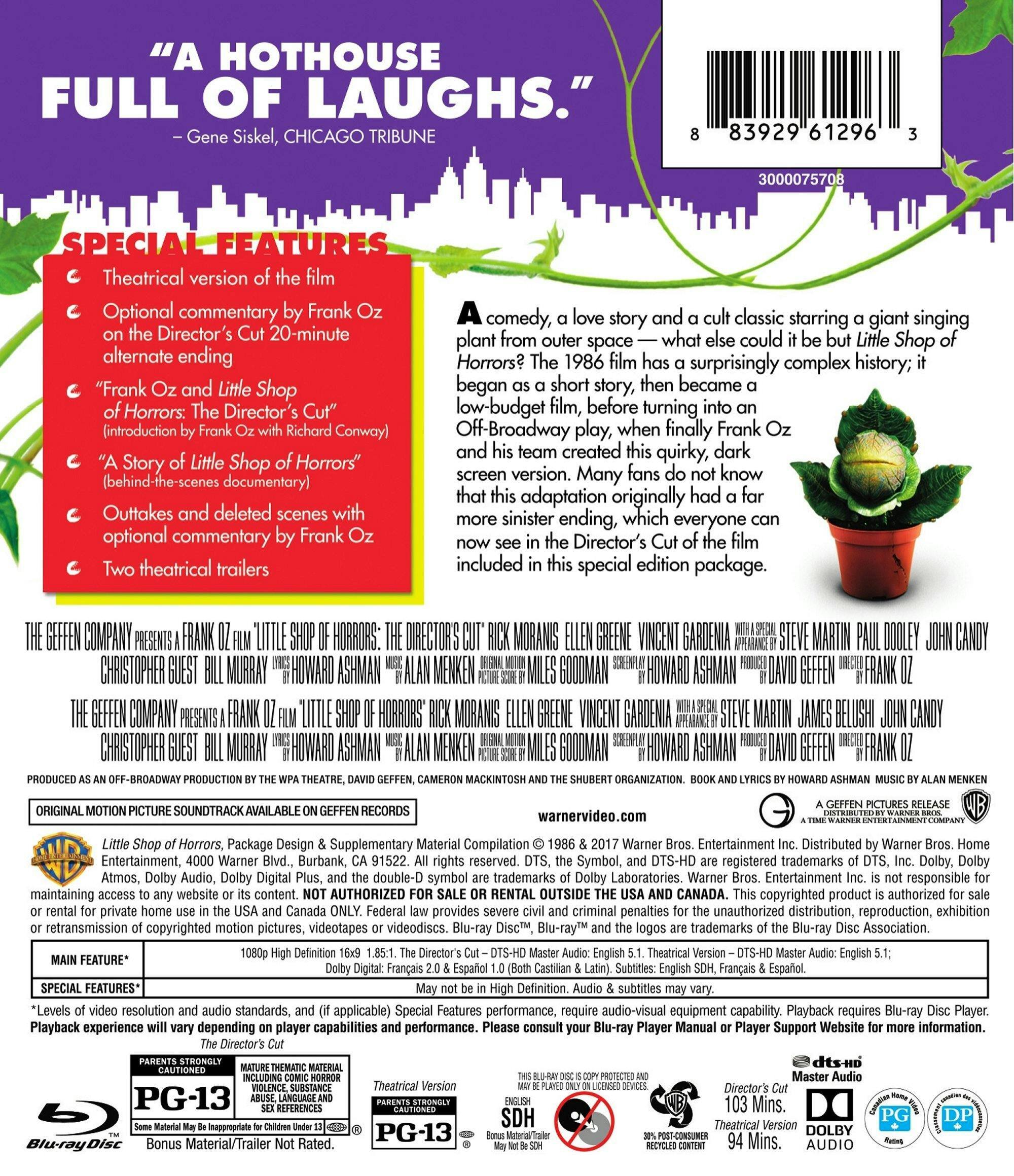 Back. Little Shop of Horrors (Blu-ray Director's Cut) [Blu-ray].