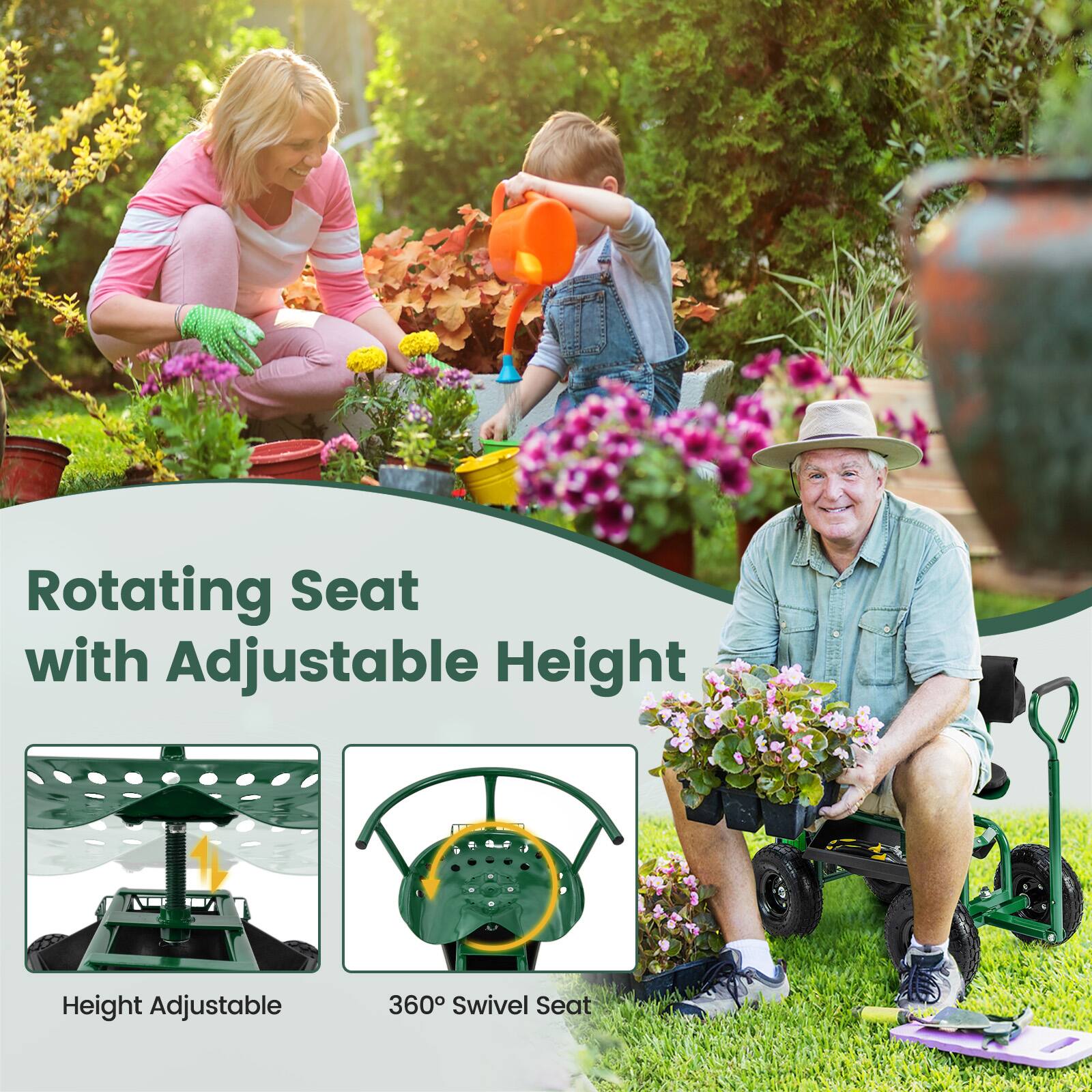 Rotating Seat with Adjustable Height

Height Adjustable

360° Swivel Seat