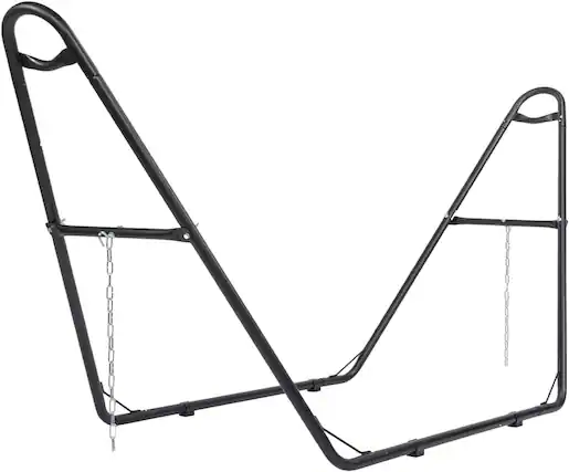 Front. Winado - 2-Barrel Hammock Stand Only, Sandblasted Iron Hammock Frame for All Hammocks, Heavy Duty for Garden, Courtyard, Balcony - Black.