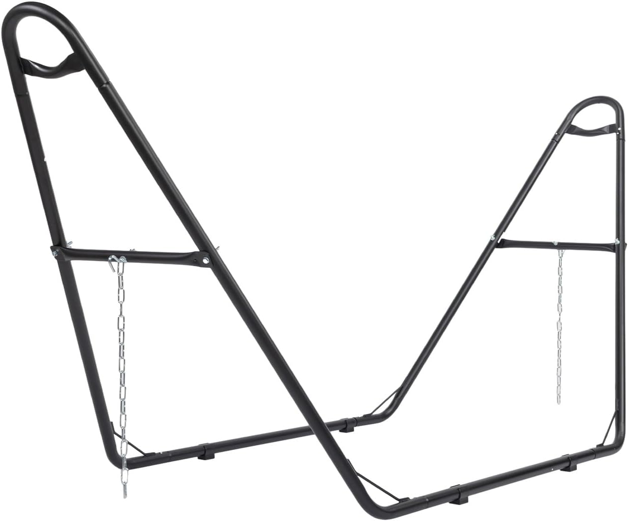 Front. Winado - 2-Barrel Hammock Stand Only, Sandblasted Iron Hammock Frame for All Hammocks, Heavy Duty for Garden, Courtyard, Balcony - Black.