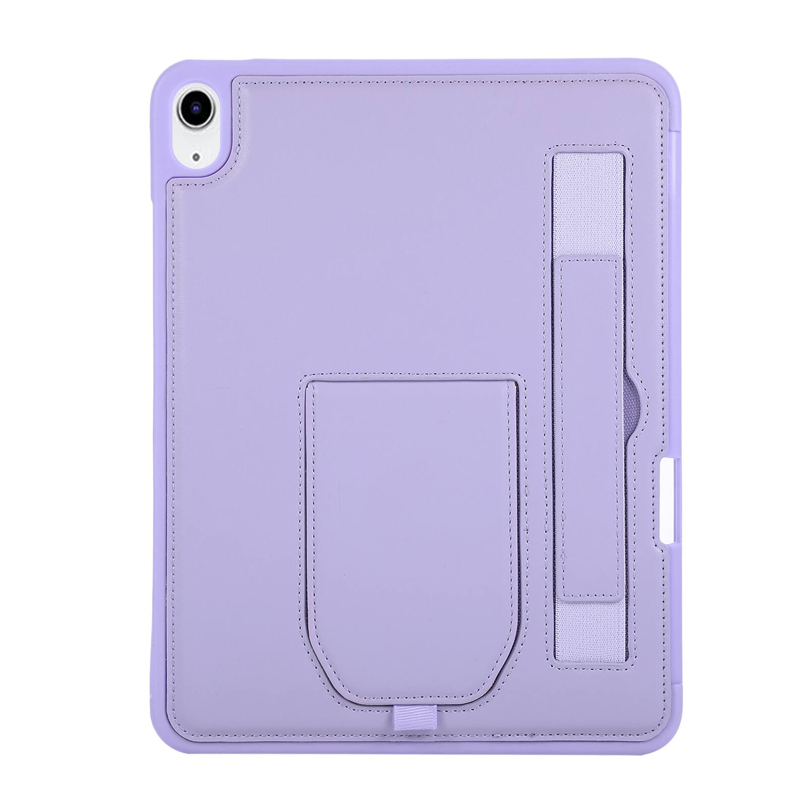 Angle. UUCOVER - Case for iPad A16 11-inch 2025 /iPad 10th Gen 10.9" 2022 Shockproof PU Leather Hand Strap Kickstand Pencil Holder Cover - Purple.