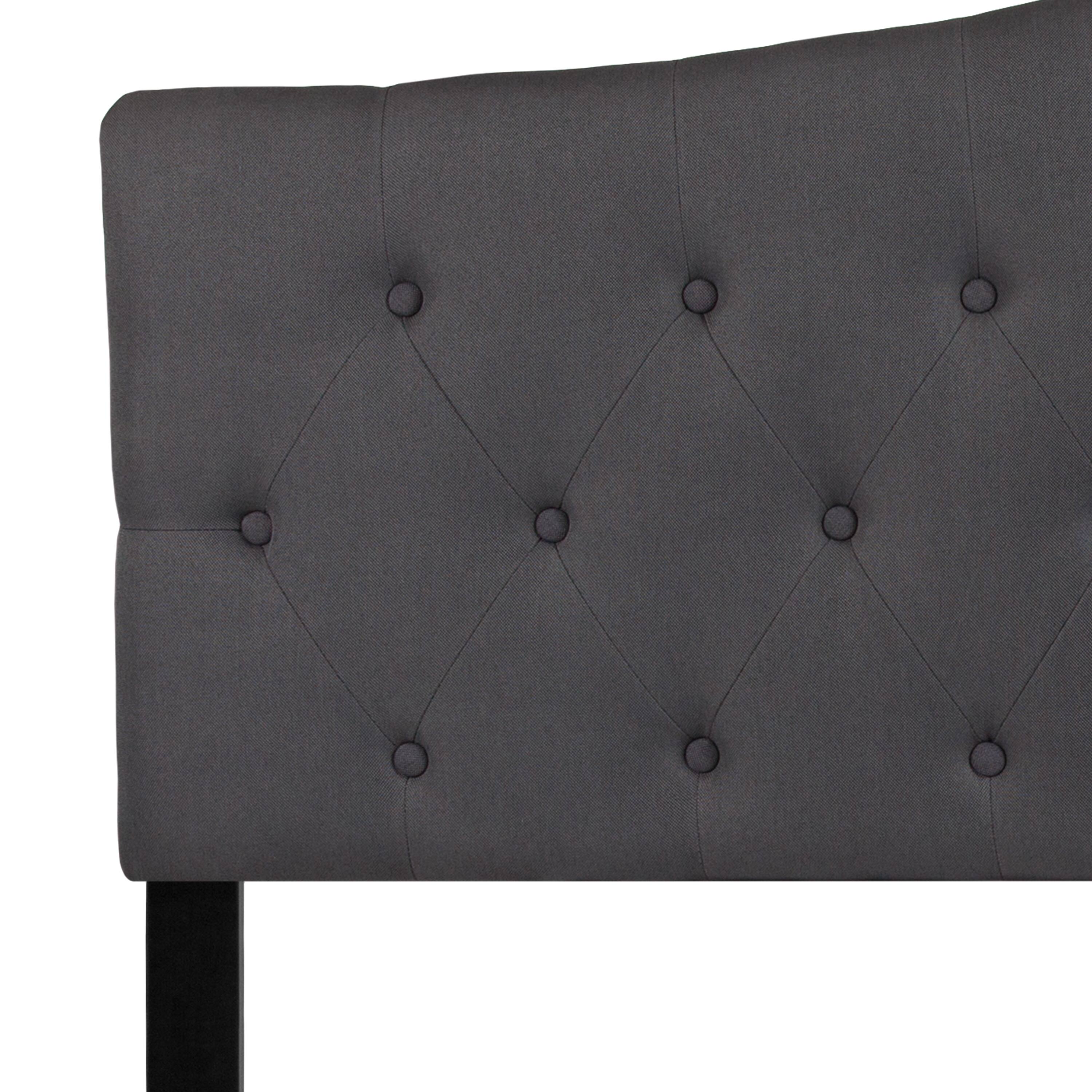 Alt View 7. Emma + Oliver - Arched Button Tufted Upholstered Headboard - Dark Gray.