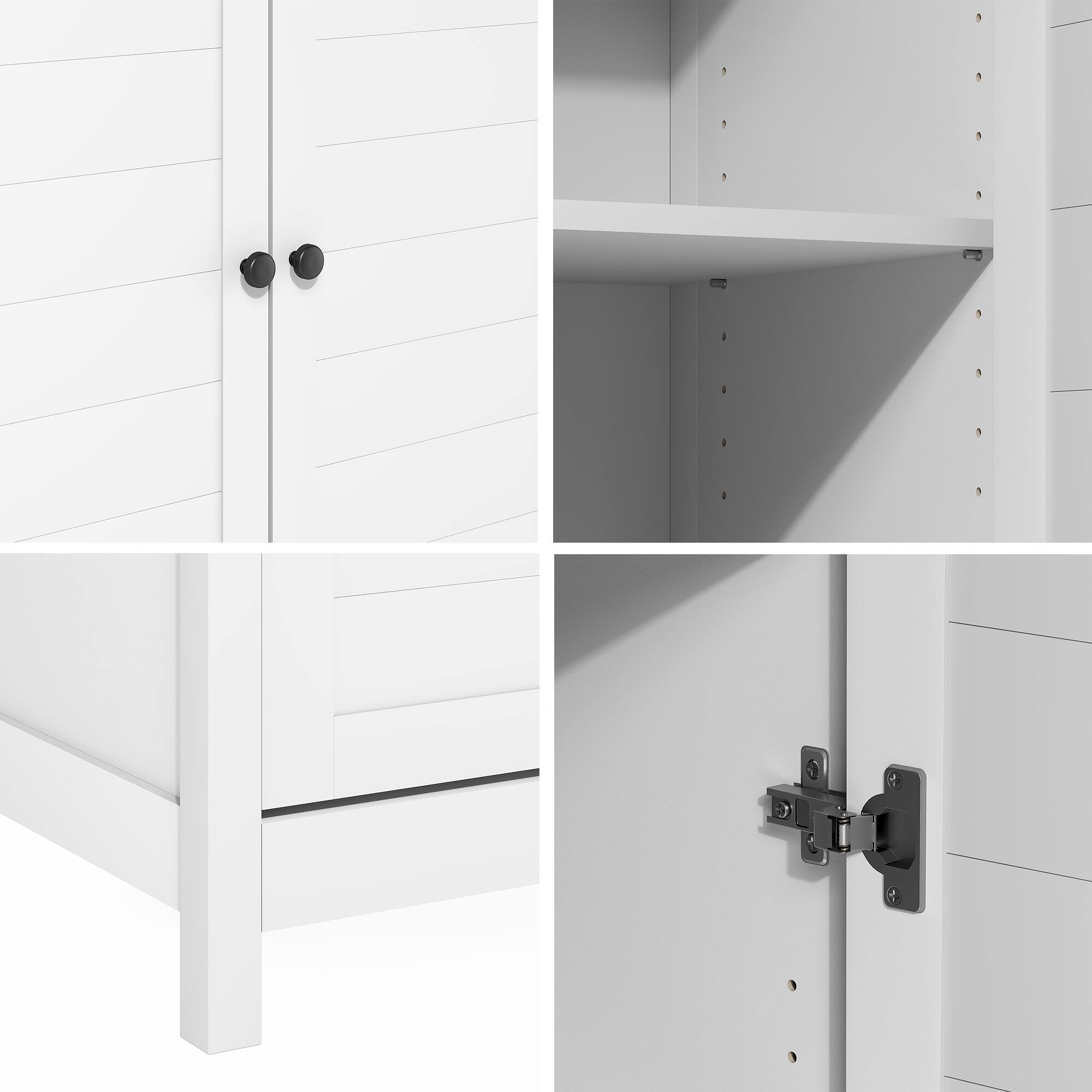 Alt View 3. Furinno - Robin Multipurpose Storage Cabinet, Pantry Cabinet, Kitchen Cabinet with 2 Doors, 60 H - White.