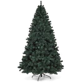 WELLFOR - 7.5 FT Pre‑Lit Artificial Spruce Christmas Tree with 550 Multicolor LED Lights, 1075 Hinged Branch Tips, Metal Stand - Green