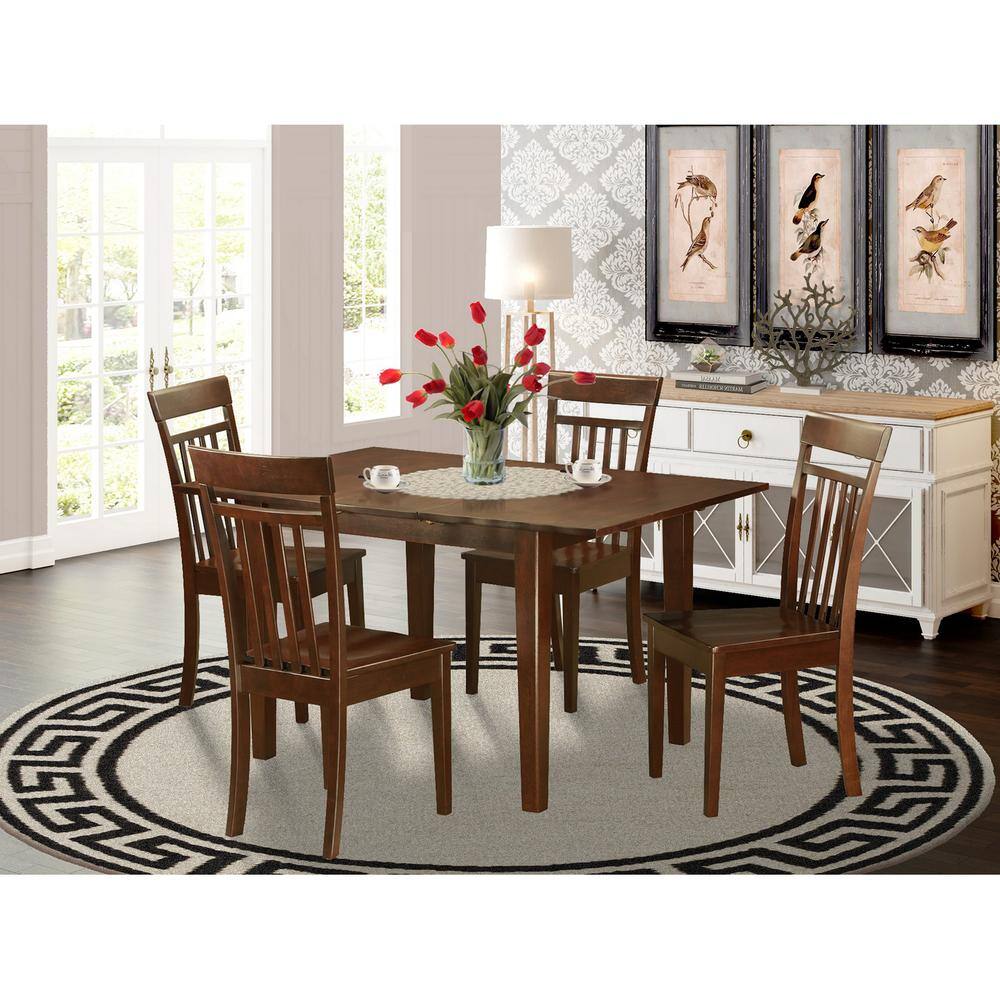 Back. East West Furniture - 5 Pc small Kitchen Table set - dinette Table with 4 Dining Chairs - Mahogany.