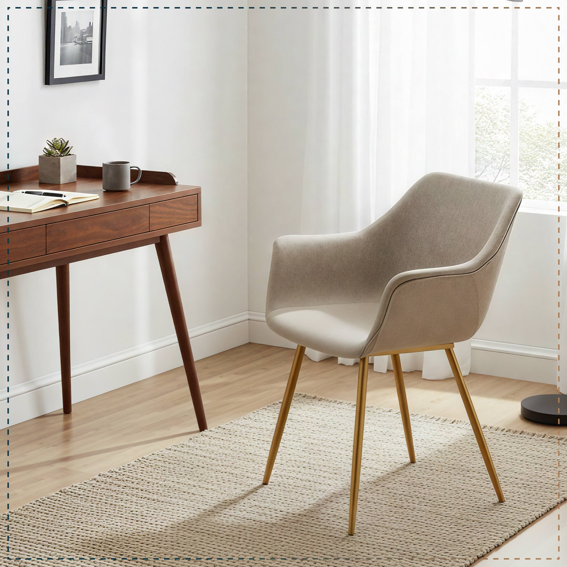 Angle. LeisureMod - Markley 2-PCS Ergonomic Upholstered Leather Dining Chair - Modern Mid Century Industrial Kitchen Accent Chair - Light Grey.