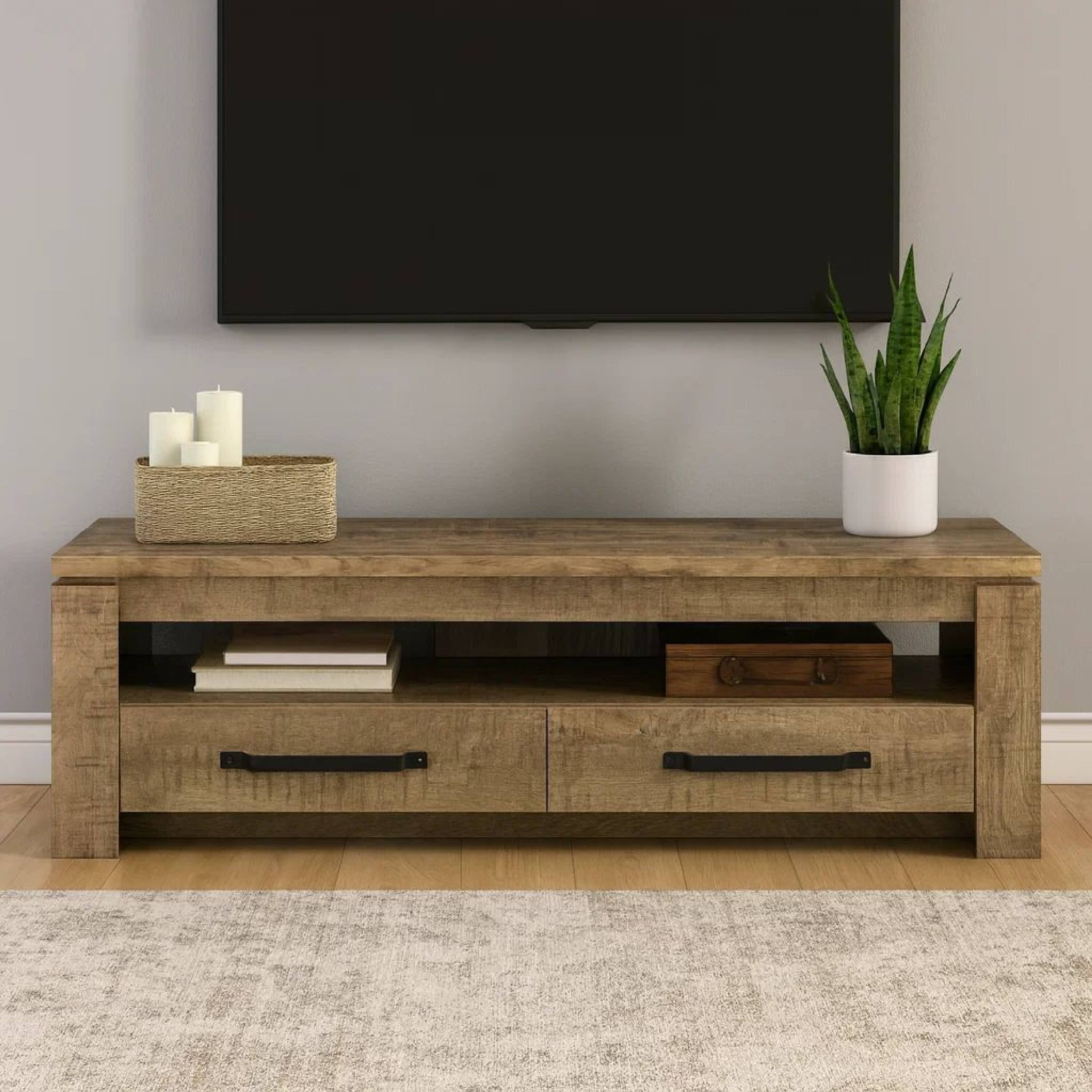 Alt View 7. Manhattan Lane - 59 Inch TV Media Entertainment Console with 2 Drawers - Brown, Black.