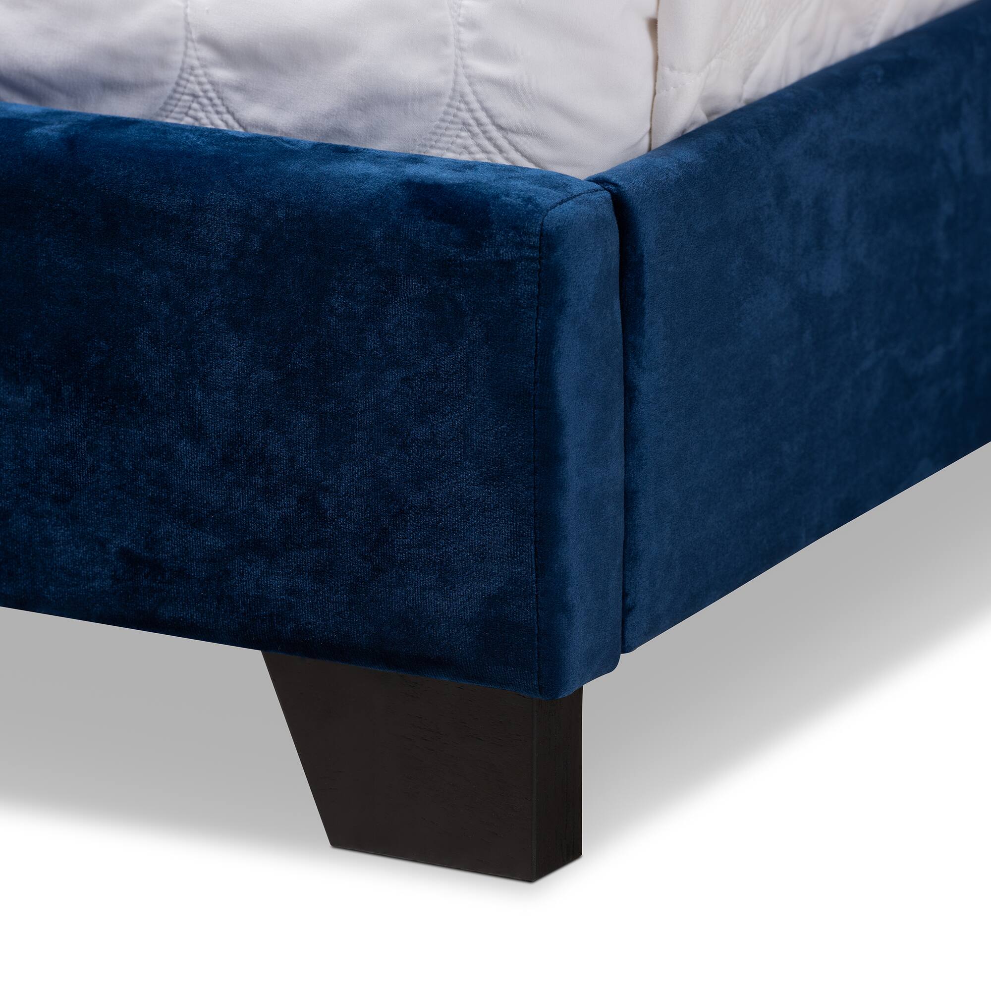 Alt View 1. Baxton Studio - Candace Luxe and Glamour Velvet Upholstered Bed - Navy Blue.