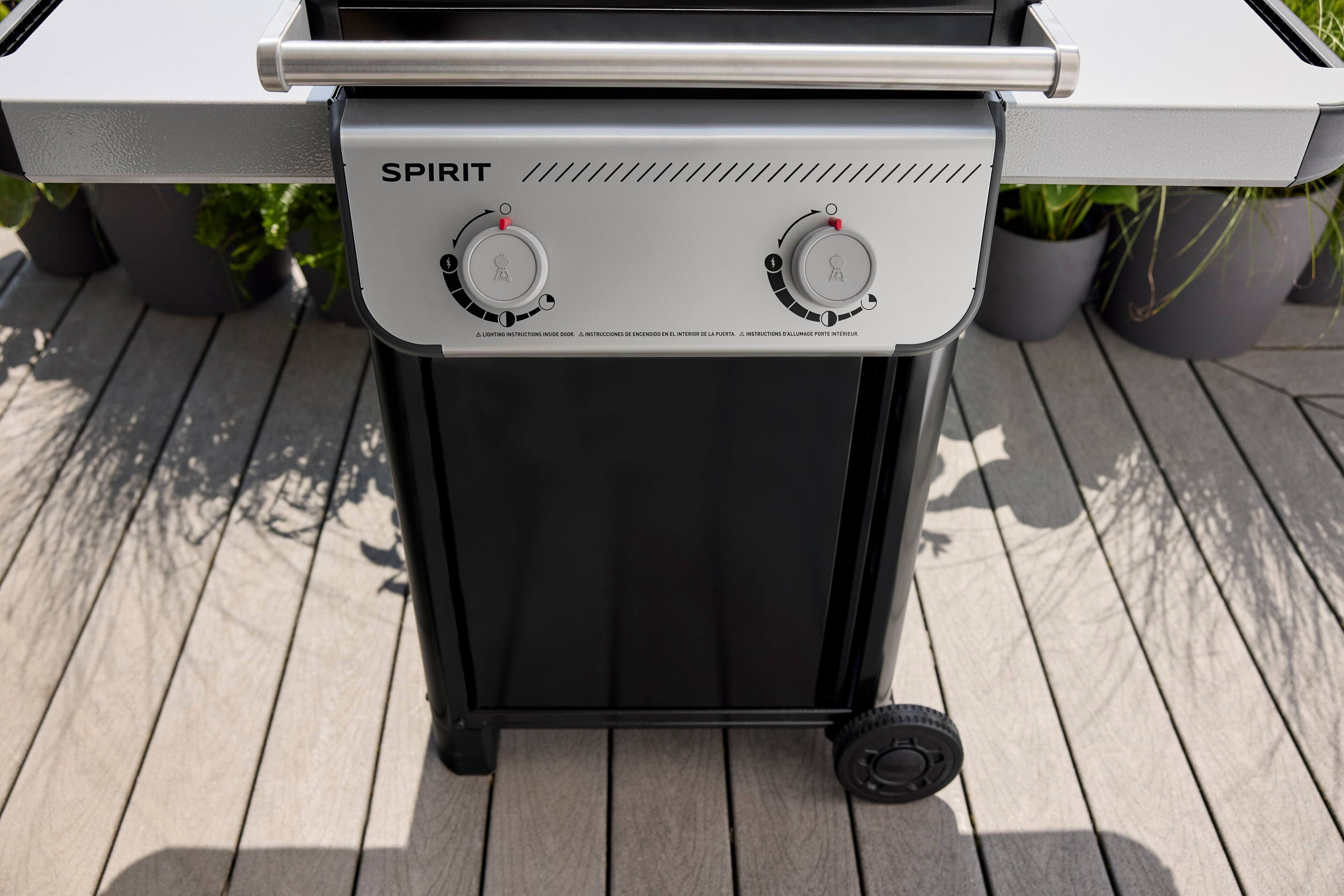 Spirit grill on a deck.