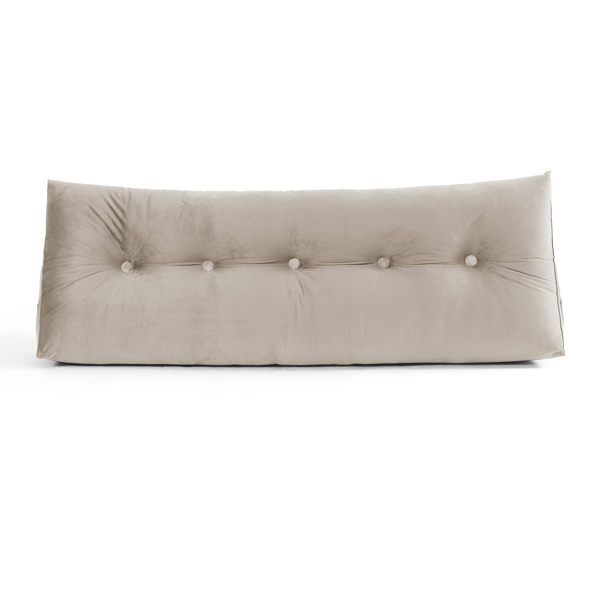 Back. Sweet Home Collection - Bed Wedge and Gap Filler Pillow for Headboard with Side Pockets - Queen - Beige.