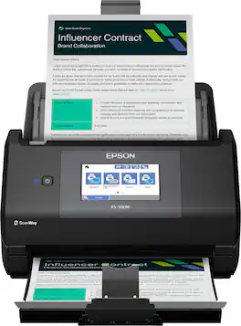 Epson - WorkForce ES-590W Wireless & USB High-Speed AI & Cloud Ready Desktop Color Duplex Document Scanner - Black