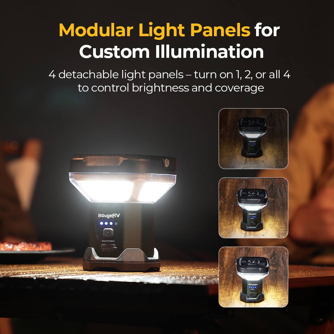 Modular Light Panels for Custom Illumination

4 detachable light panels - turn on 1, 2, or all 4 to control brightness and coverage

BougeRV