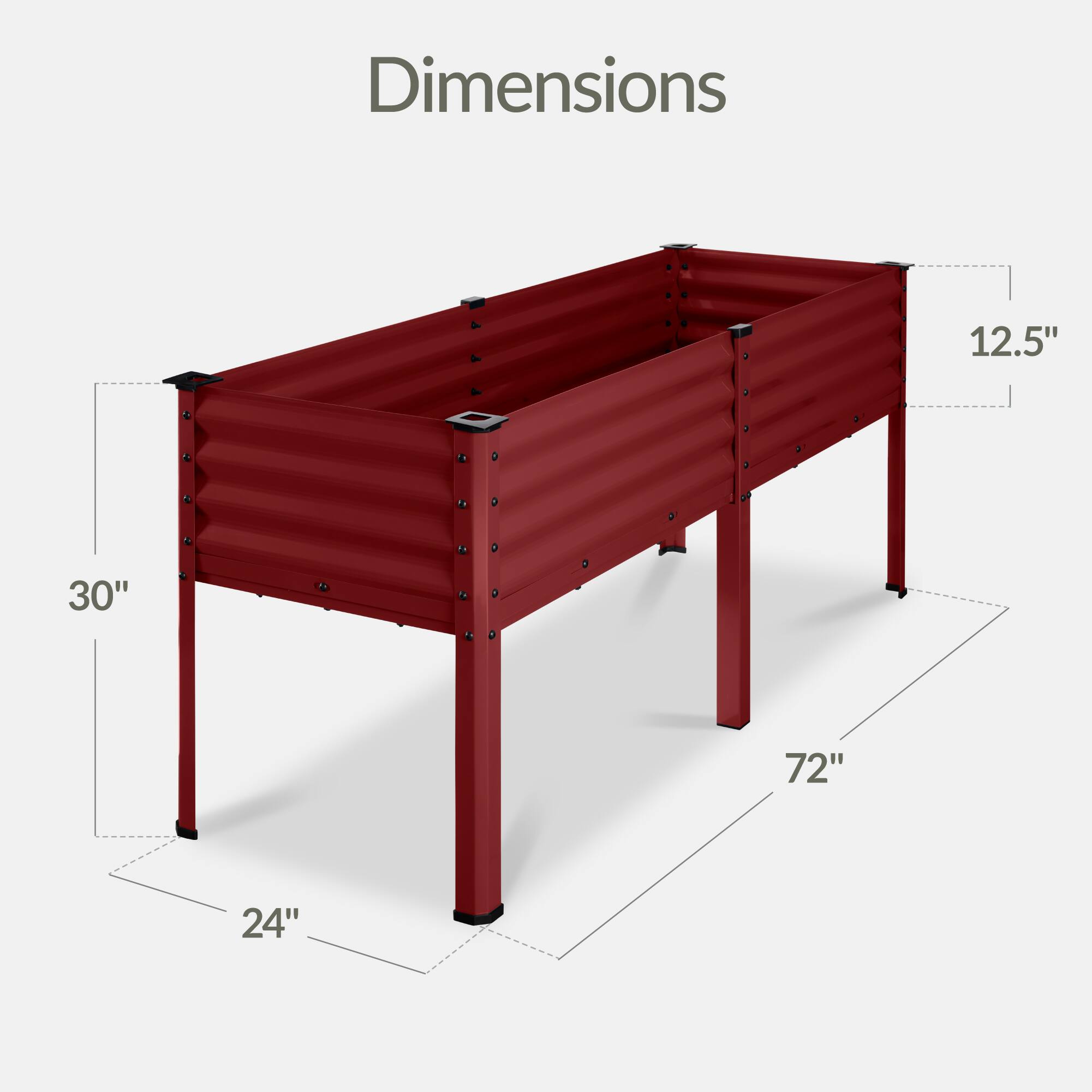 Dimensions: 12.5" x 30" x 72" x 24"
