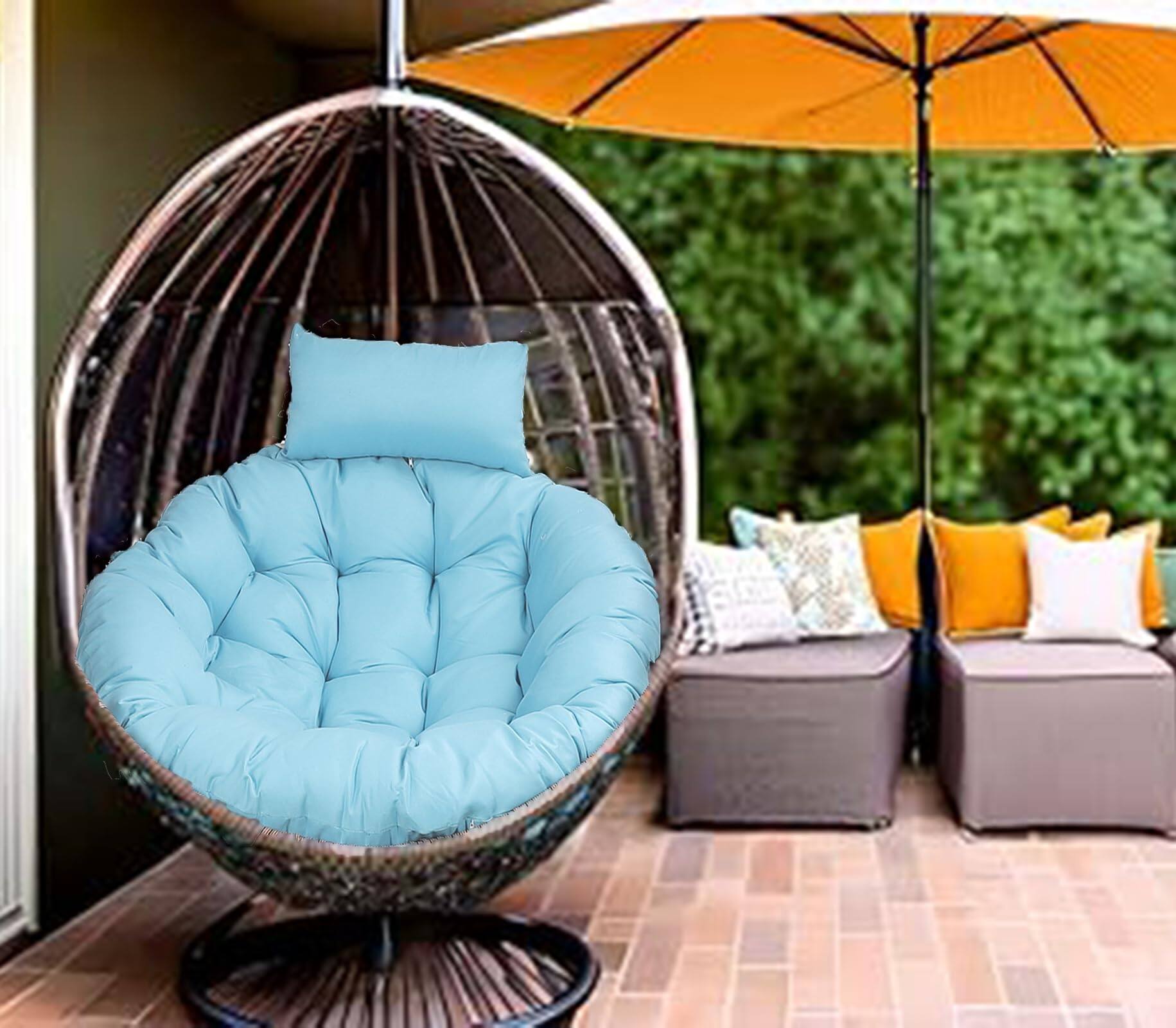 Alt View 1. Fabibe - Outdoor Egg Swing Chair Cushion Sky Blue with Ties Waterproof Wicker Egg Chair Cushions Hanging Basket Chair Pads... - Coffee.