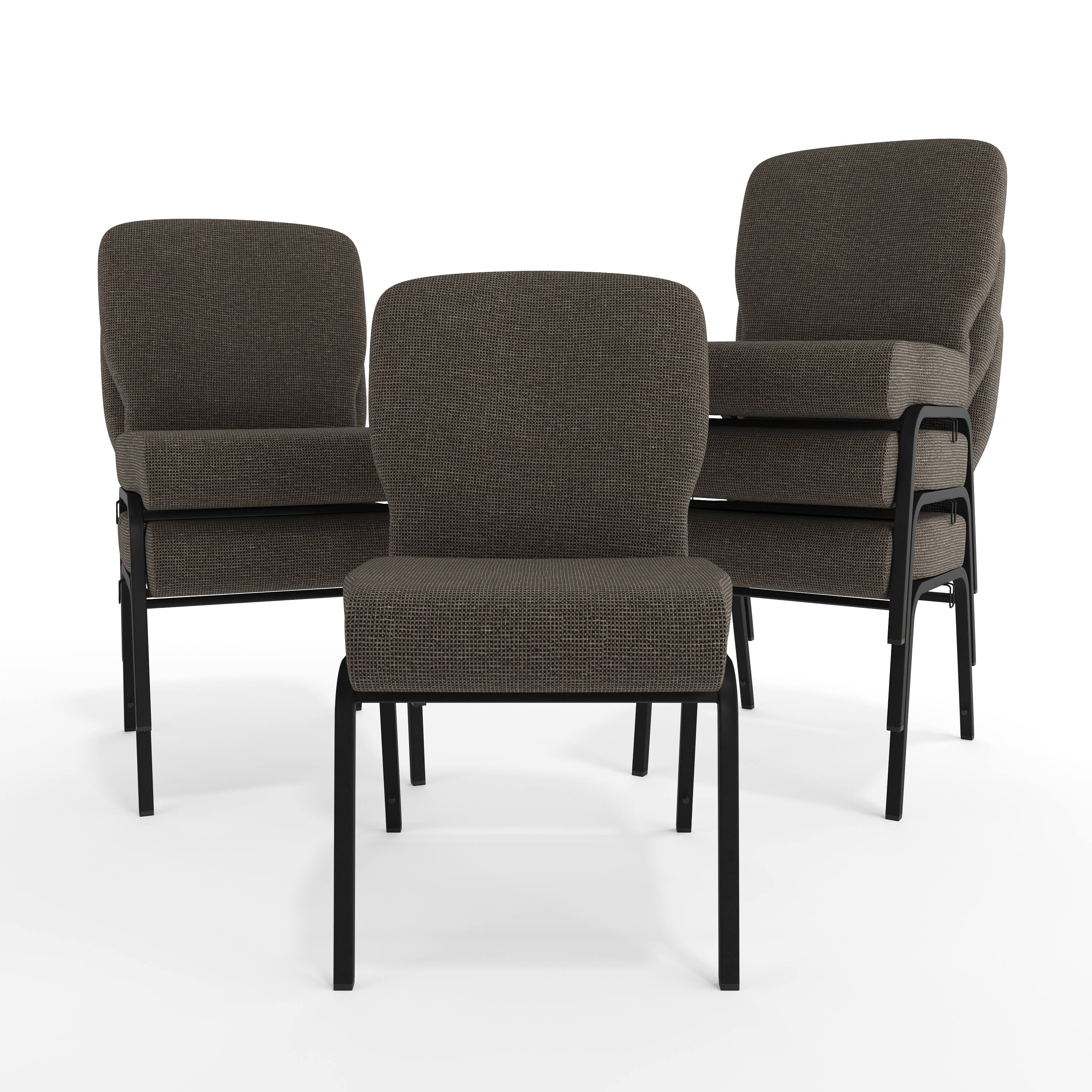 Alt View 10. Emma + Oliver - Signature Elite Church Chair - 20 in. Wide - Fossil Fabric/Black Frame.