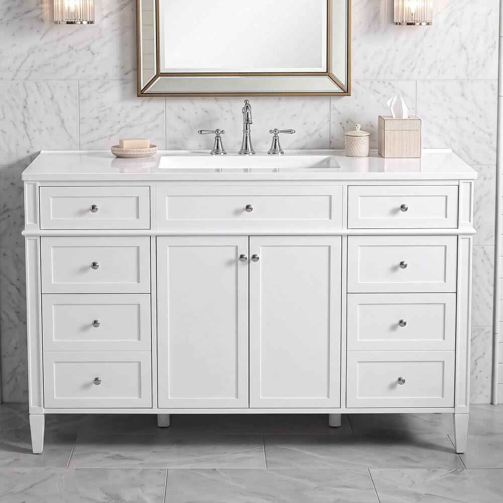 Back. Loheer - Loheer 48 inch bathroom vanity with sink White freestanding vanity cabinet - White.