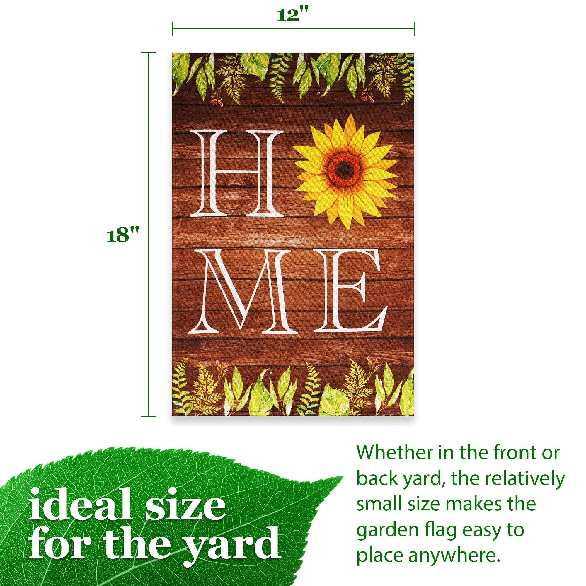 12" x 18" ME ideal size for the yard Whether in the front or back yard, the relatively small size makes the garden flag easy to place anywhere.