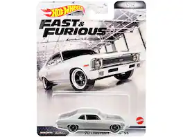 1970 Chevrolet Nova SS Silver Metallic with Black Stripes "Fast & Furious" Series Diecast Model Car by Hot Wheels