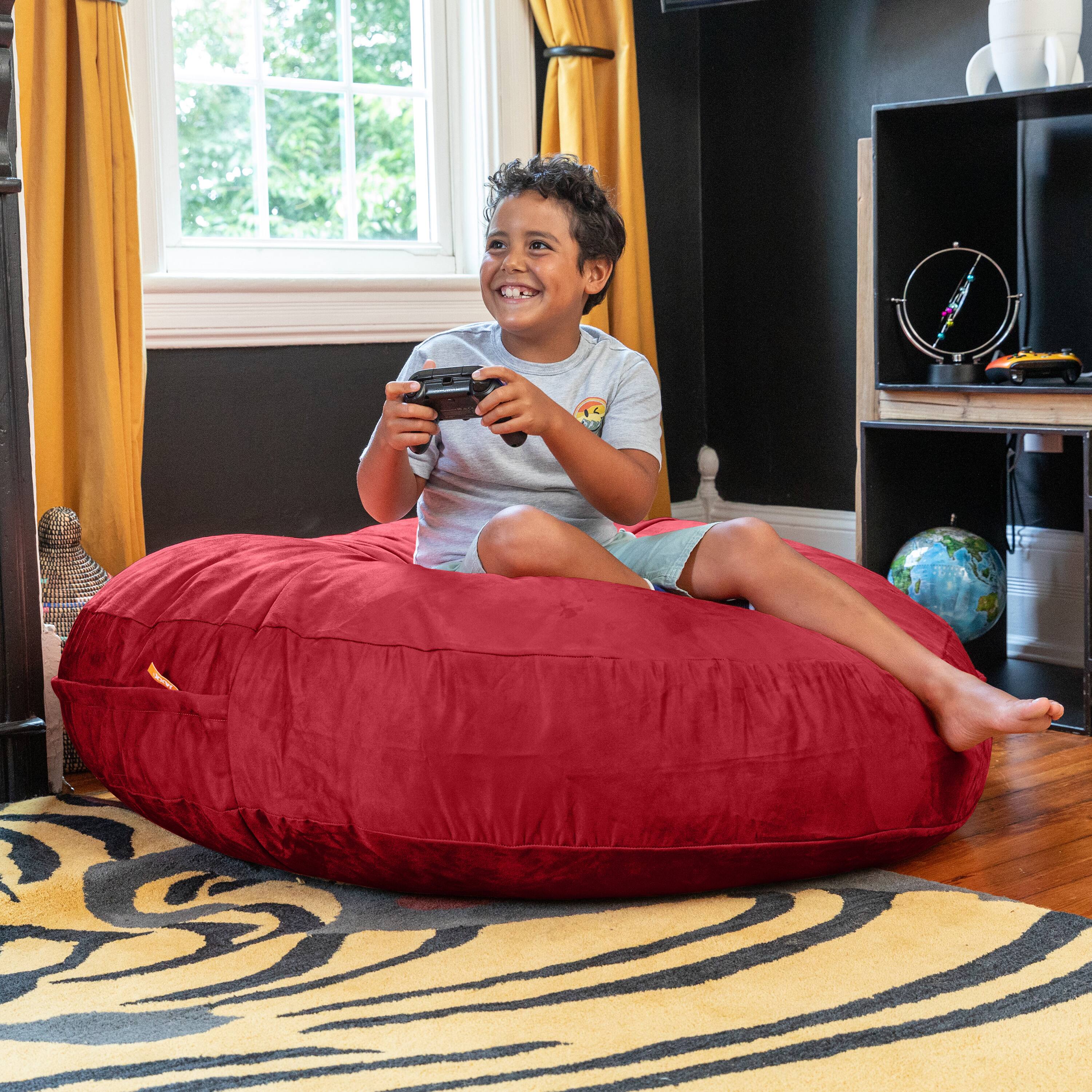 Alt View 2. Jaxx - Jaxx Cocoon 4 Foot Bean Bag Chair and Crash Pad, Cherry - Red.