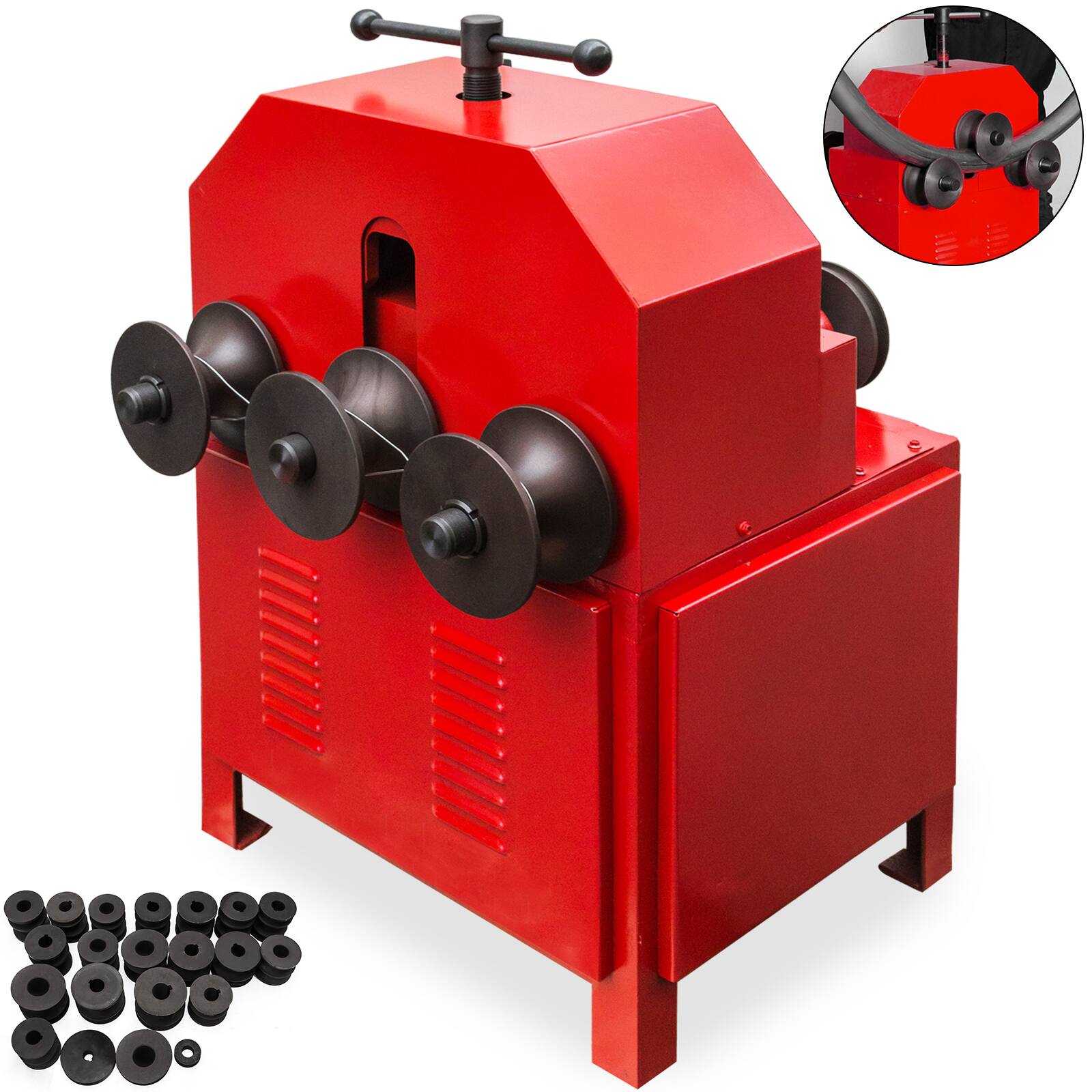Front. VEVOR - Pipe Tube Bender, 9 Round and 8 Square Die Set Electric Pipe Tube Bender 1.5KW Multi-function Electric Pipe Bender - Red.