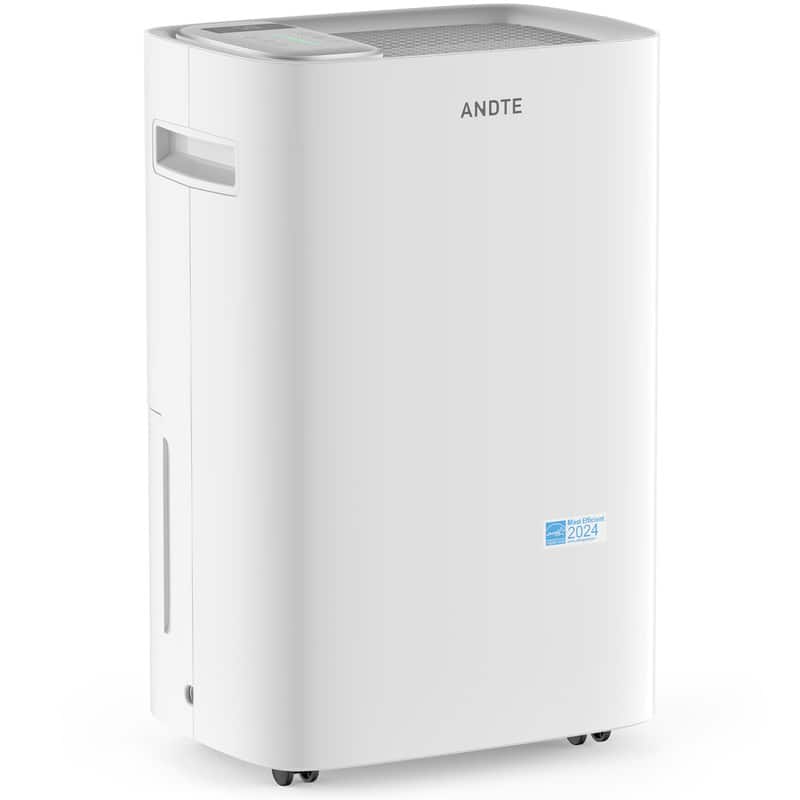 Edendirect - 80 pt. 5500 sq. ft. Dehumidifier for Home in White with Bucket, Drain Hose, Continuous Run, 24 Hr Timer, Energy Star