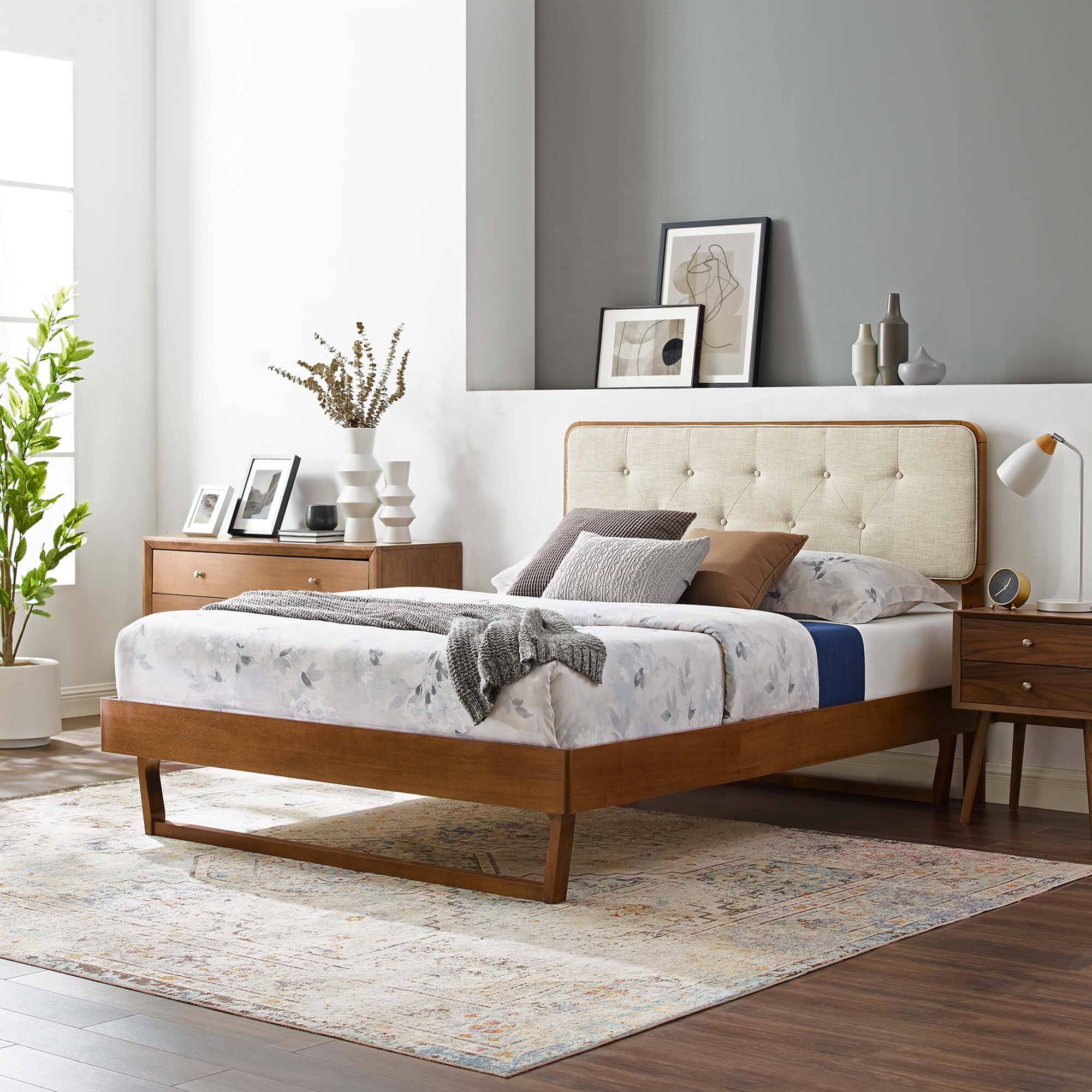 Alt View 5. Modway - Yasmine Channel Tufted Performance Velvet Full Platform Bed - White.