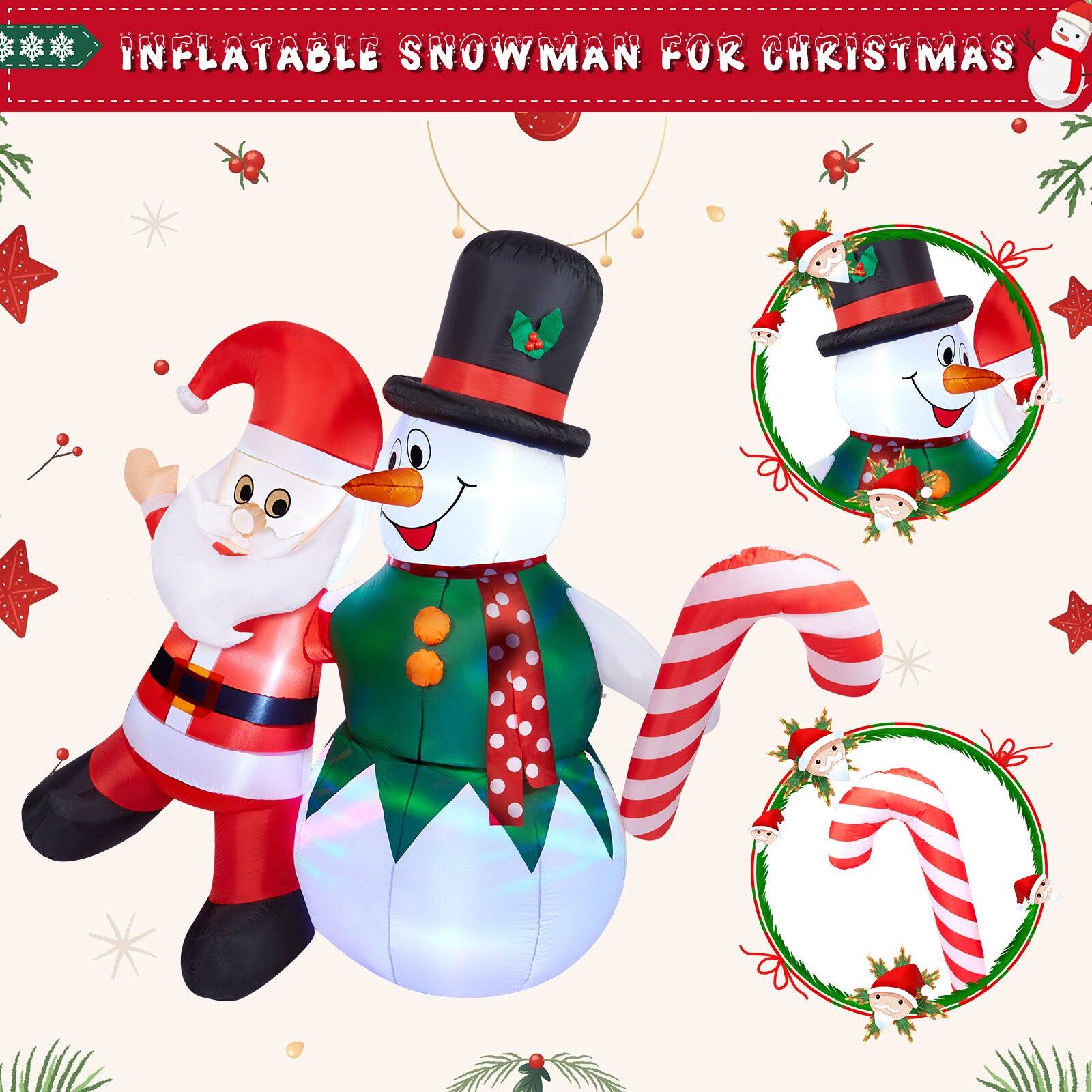 Alt View 7. CAMULAND - 6FT Inflatable Snowman Santa Claus Christmas Decorations - White Red.