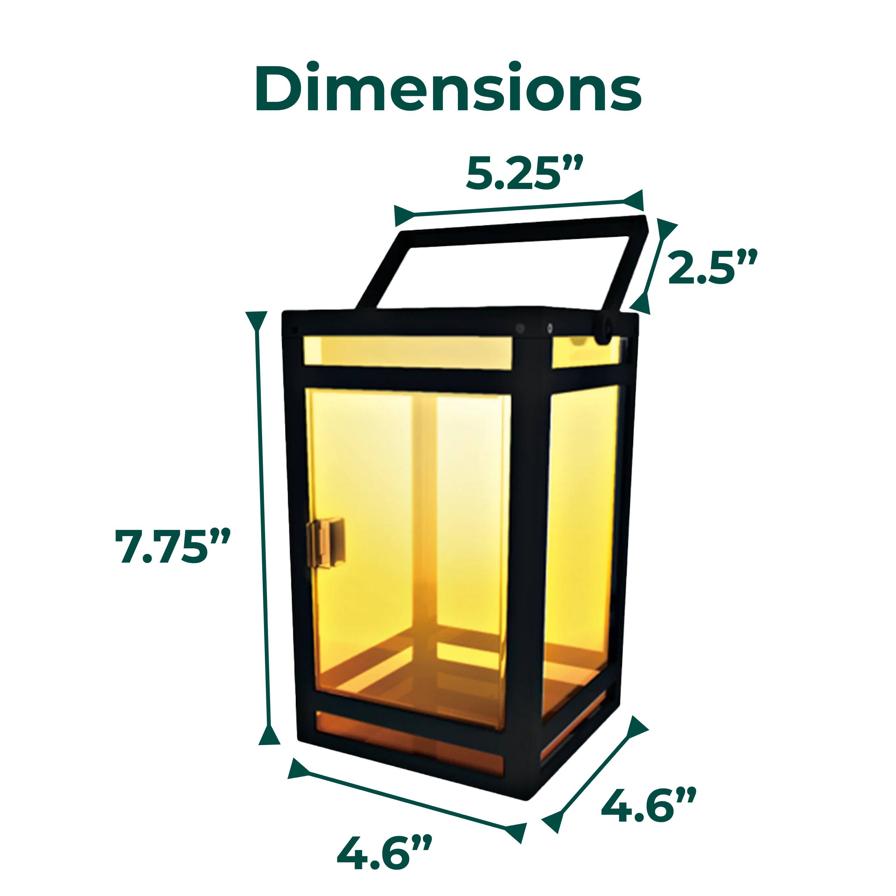 Dimensions: 5.25", 2.5", 7.75", 4.6", 4.6"