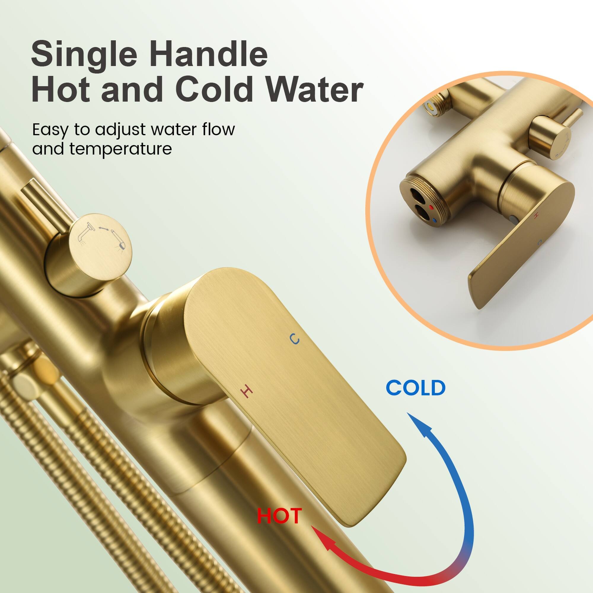 Single Handle Hot and Cold Water  
Easy to adjust water flow and temperature  

COLD  
HOT