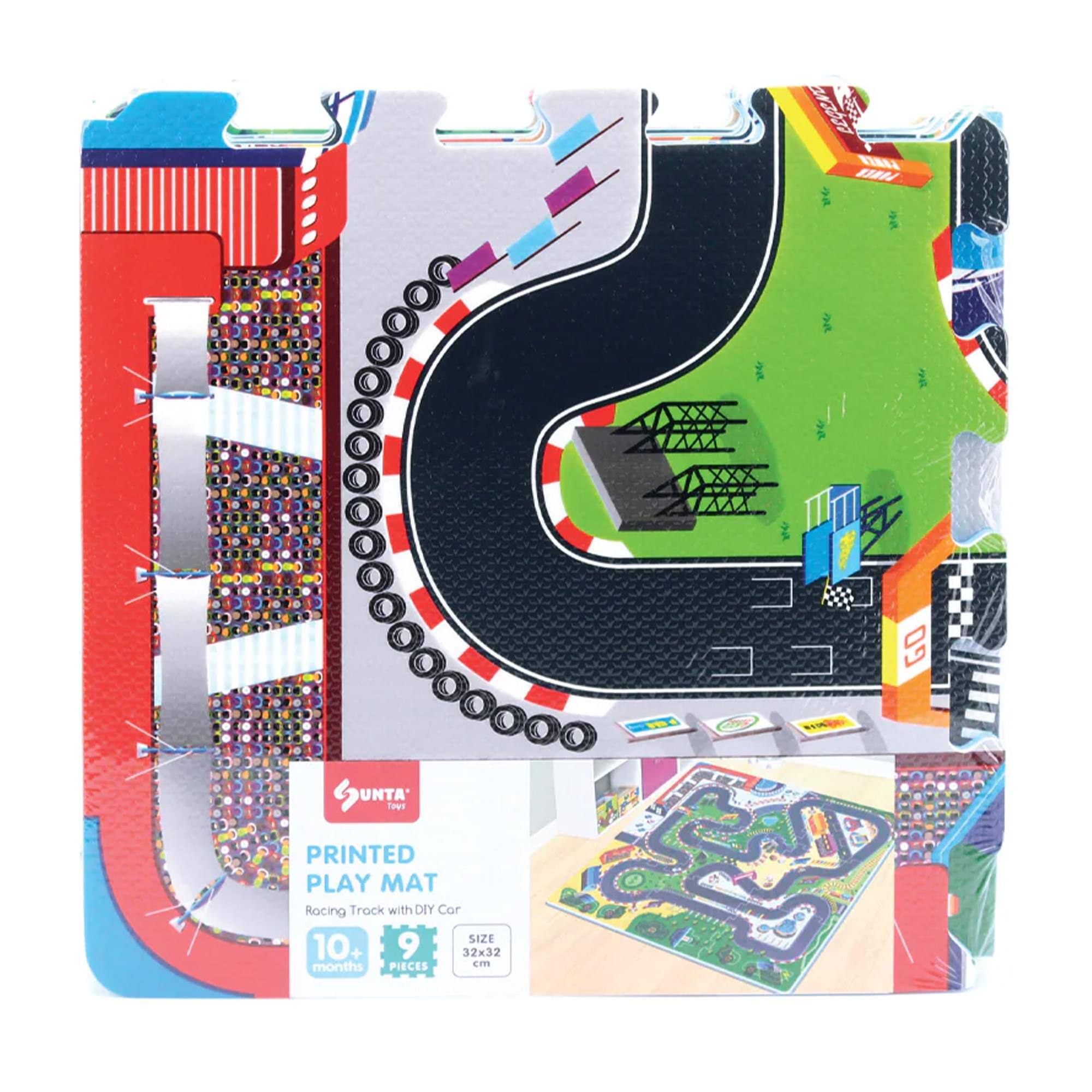 LEO CNE O GO C CO - GUNTA UNTA Tpe PRINTED PLAY MAT Racing Track with DIY Car SIZE 10+ 9 PIECES 32x32 cm