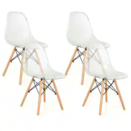 Kadyn - Dining Chairs, Kitchen Chairs Trattoria Chairs,Set of 4 Dining Chairs Modern Plastic Shell Side Chair with Clear Seat - Beige