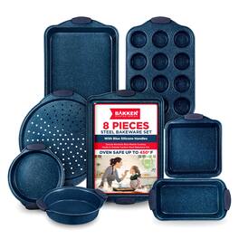 Bakken- Swiss - BAKKEN Kitchen Baking Pan Set - Nonstick Coating, Carbon Steel Bakeware Sets with Blue Silicone Handles, Baking Kitchen - Blue Marble