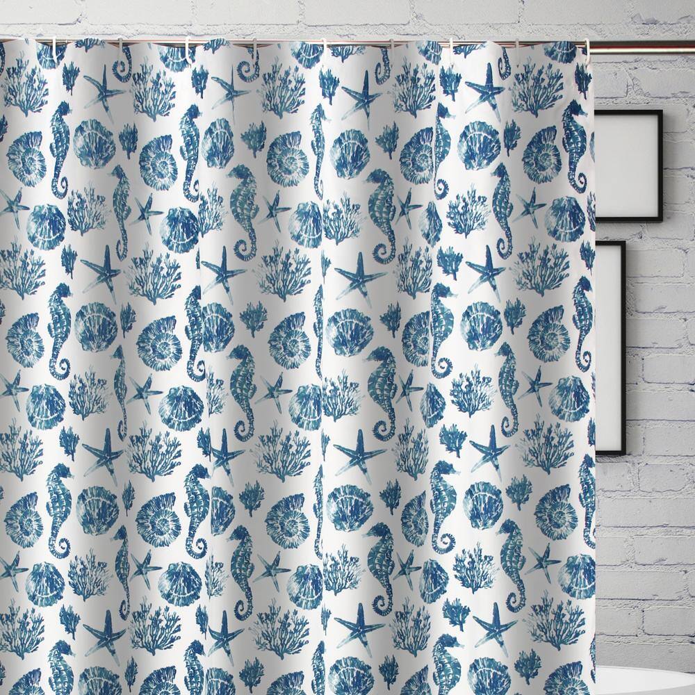 Angle. Greenland Home Fashions - Greenland Home Fashions Pebble Beach Bath Shower Curtain - Blue 72x72 - Blue.