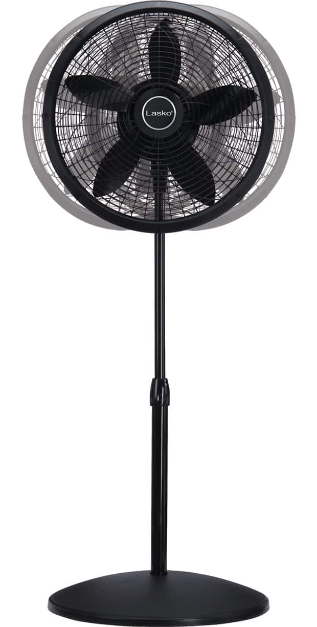 Alt View 5. Lasko - 18 in. Oscillating 3-Speed Adjustable Large Room Pedestal Fan - Black.