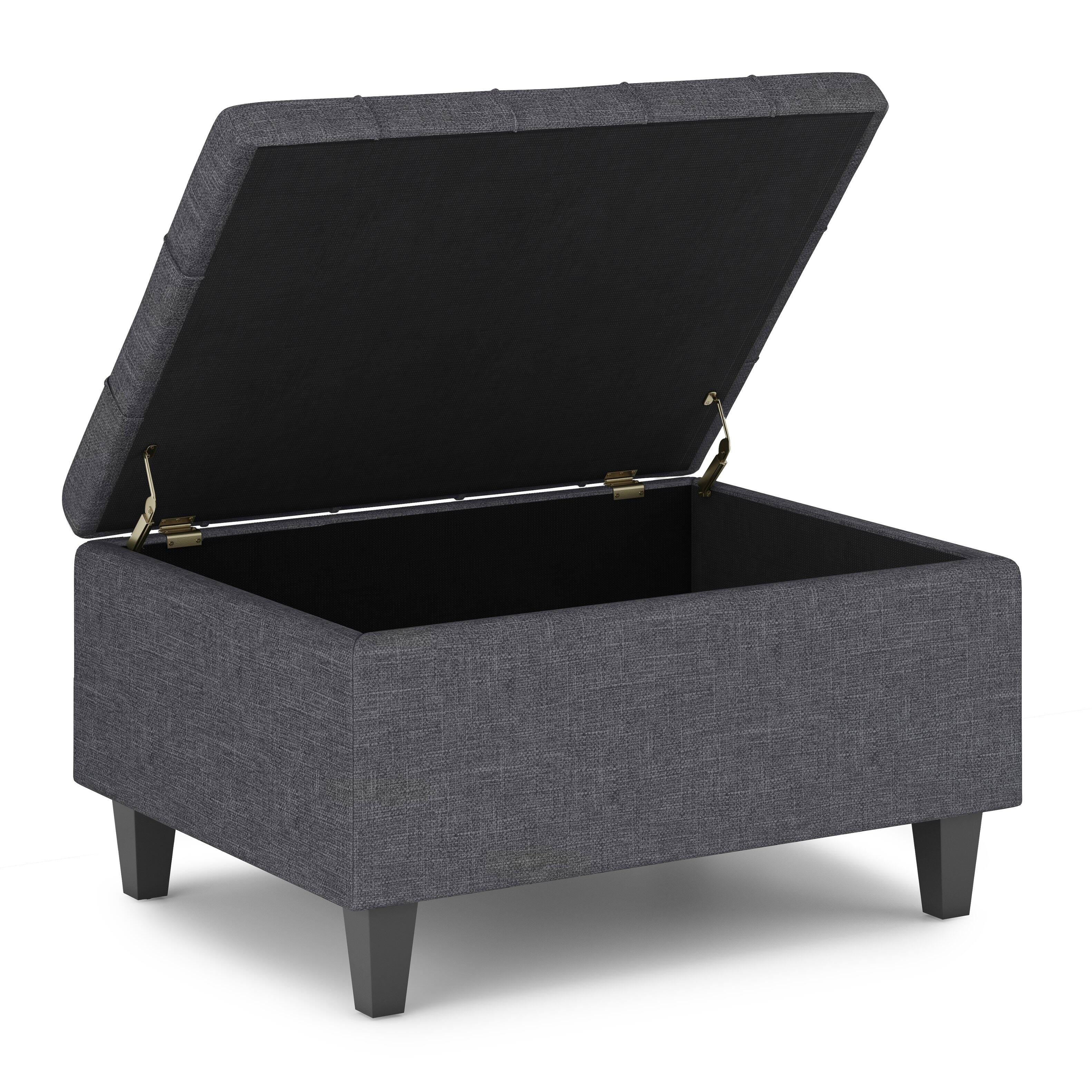 Alt View 3. Simpli Home - Harrison Small Coffee Table Storage Ottoman - Slate Grey.
