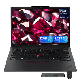 Lenovo - ThinkPad T14 G5 14" WUXGA Laptop,Intel Ultra 5 125U,32GB RAM,1TB SSD+288GB Docking Station,Backlit Keyboard,Win 11 - Black