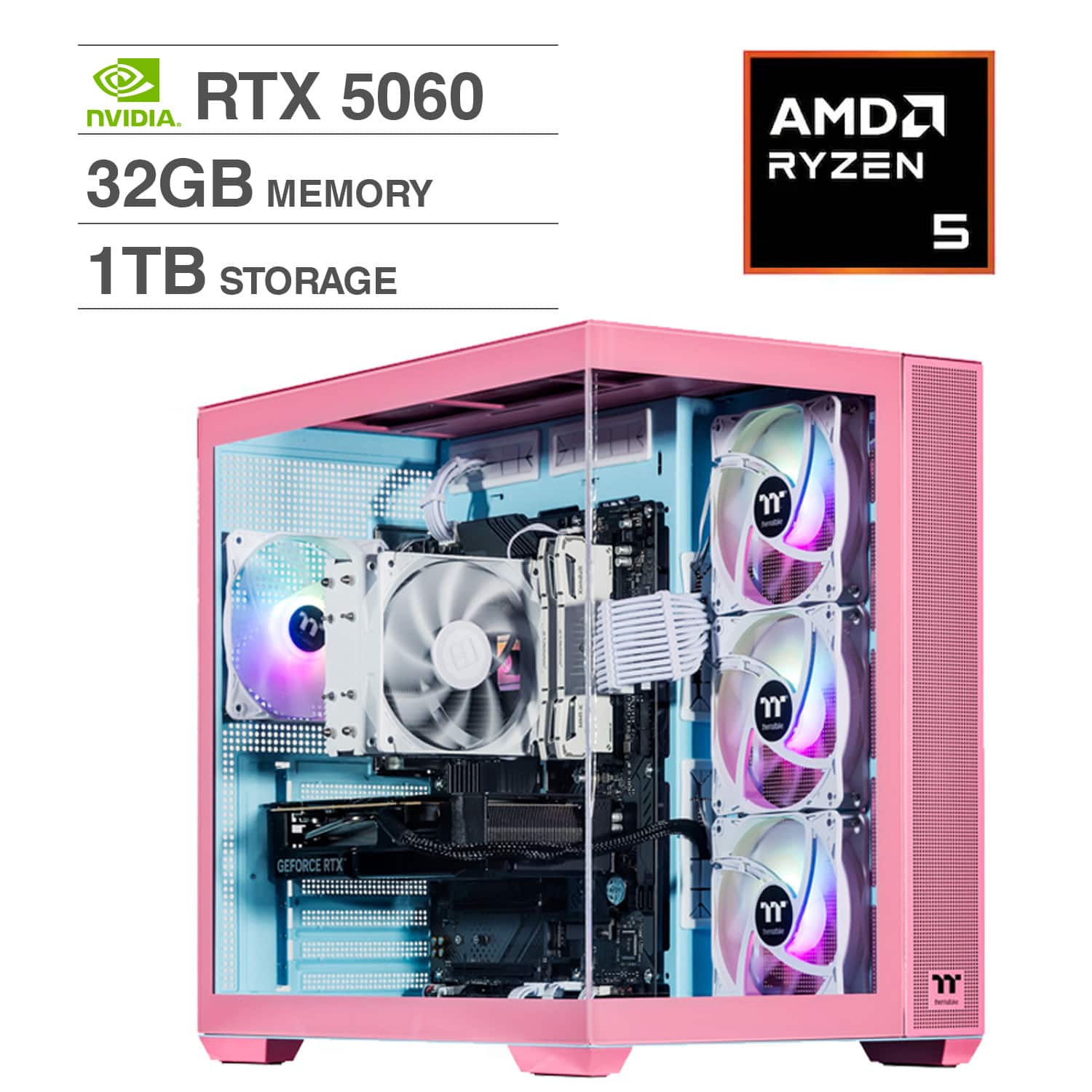 NVIDIA RTX 5060  
32GB MEMORY  
1TB STORAGE  
AMD RYZEN 5  
GEFORCE RTX